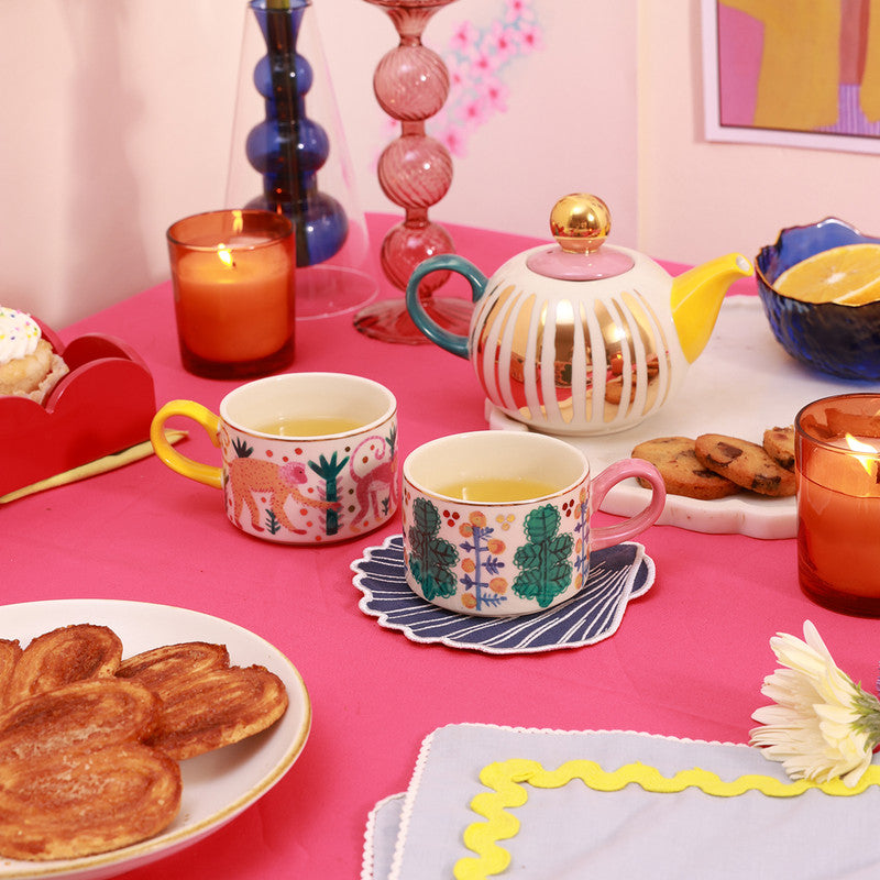 Ceramic Tea Pot Set | Tea Pot & Cups | Multicolour | Set of 3、mySite、camillekostekn