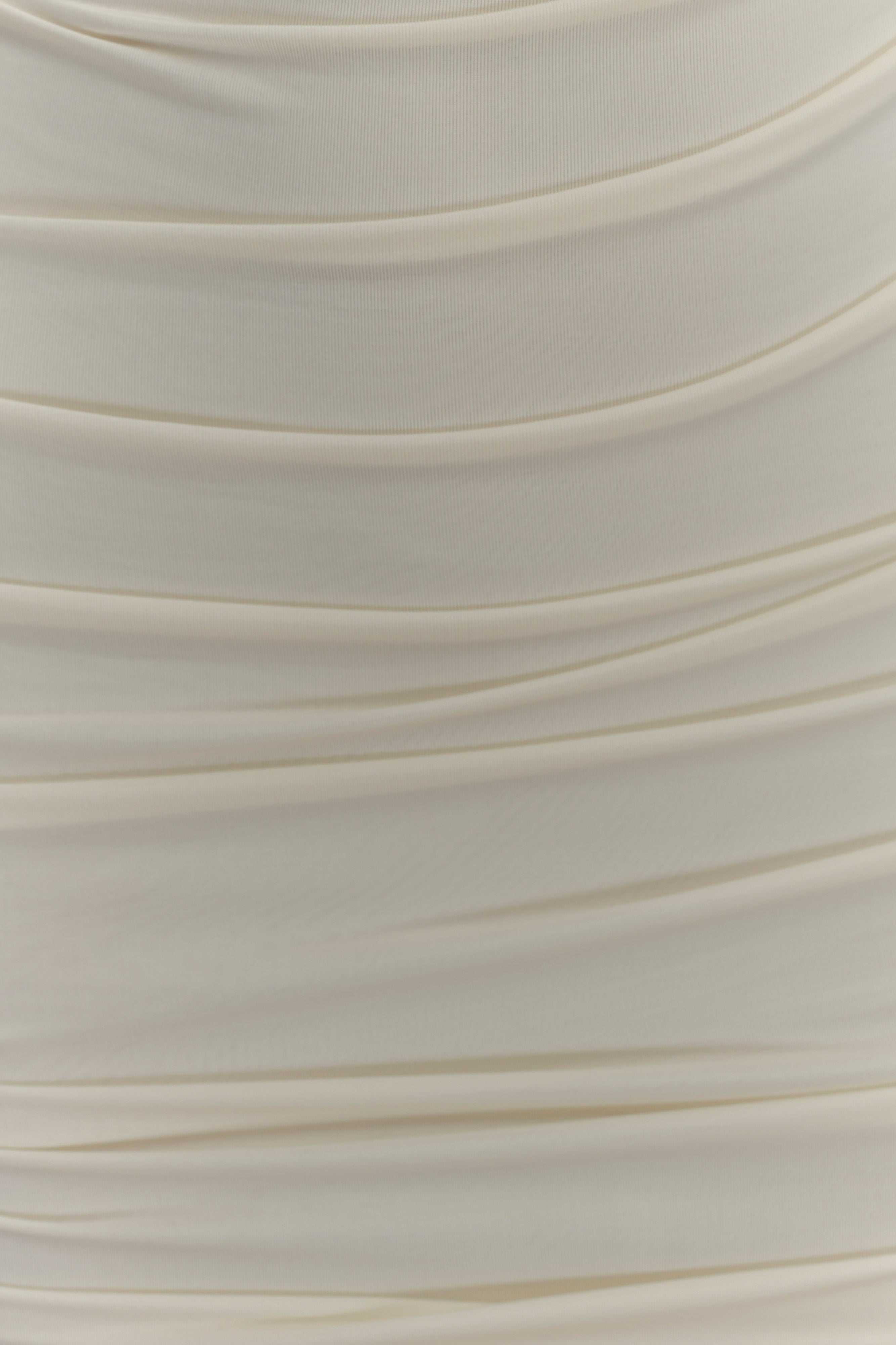 Camila Ruched Halter Midi Dress - Ivory、mySite、solidvoid