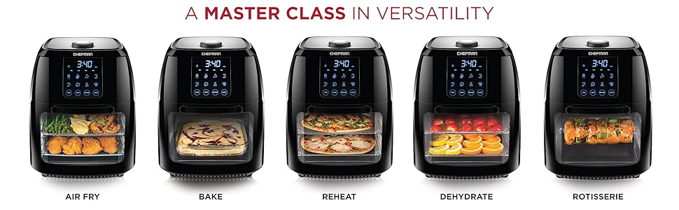 air fryer convection oil less airfryer electric family size rotisserie dehydrator oven cooker 6 qt