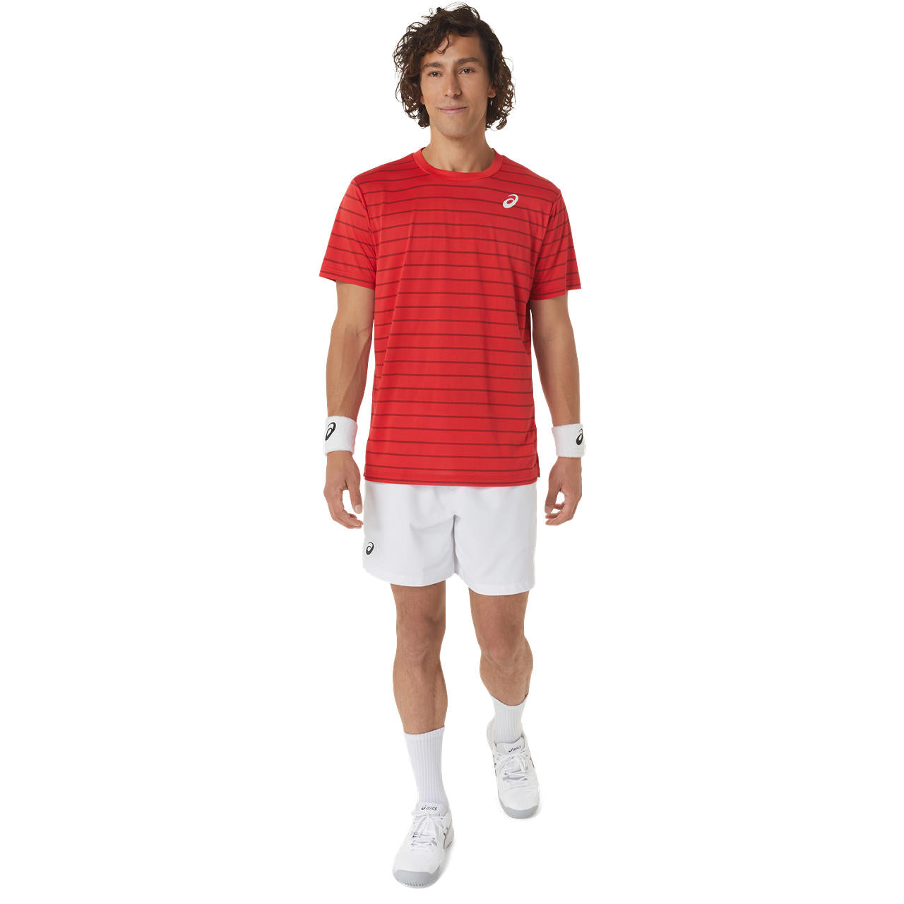 Asics Men's Court Stripe Short Sleeve Top (Red)