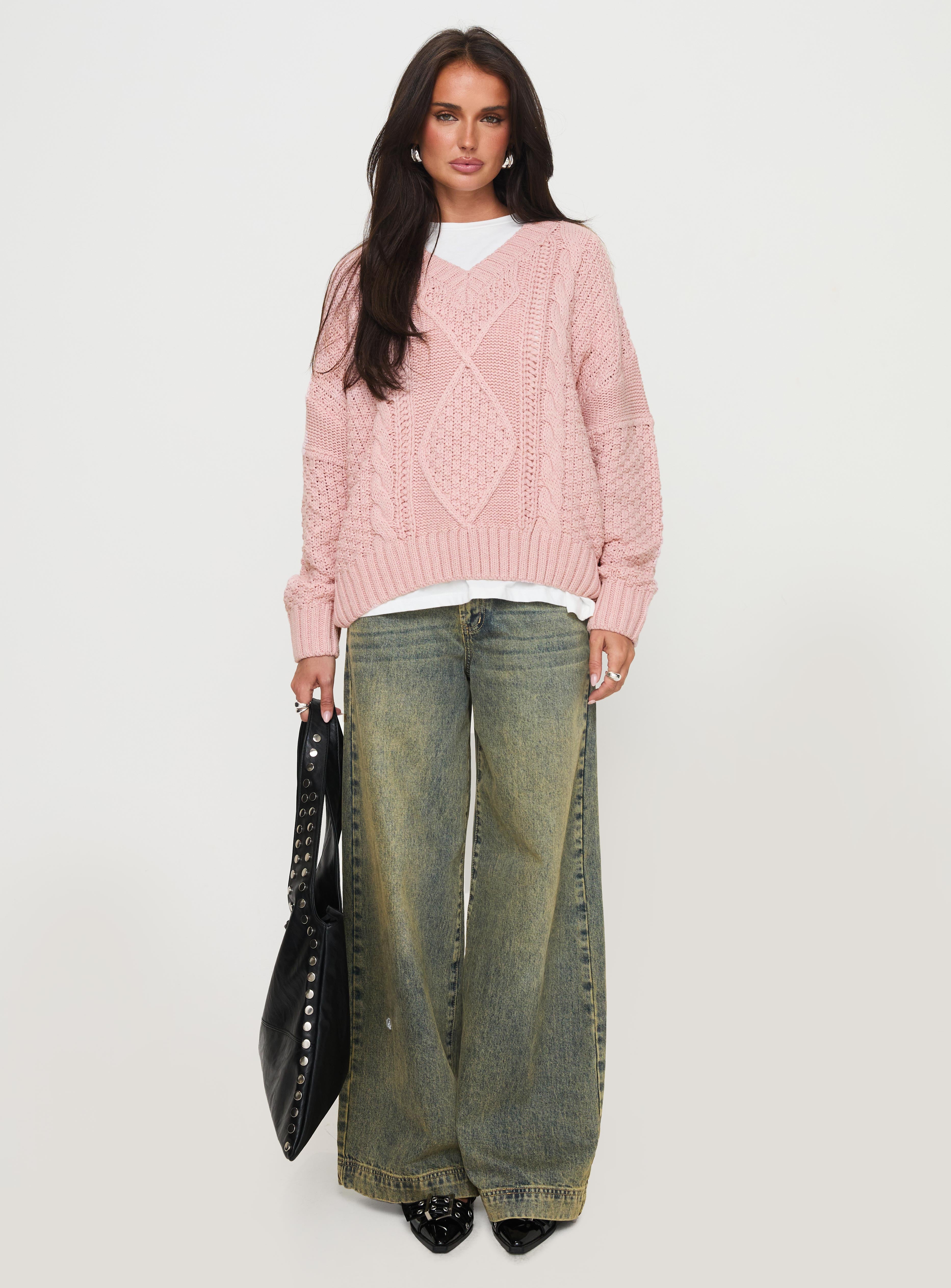 Hour Of Love V Neck Sweater Pink、mySite、solidvoid