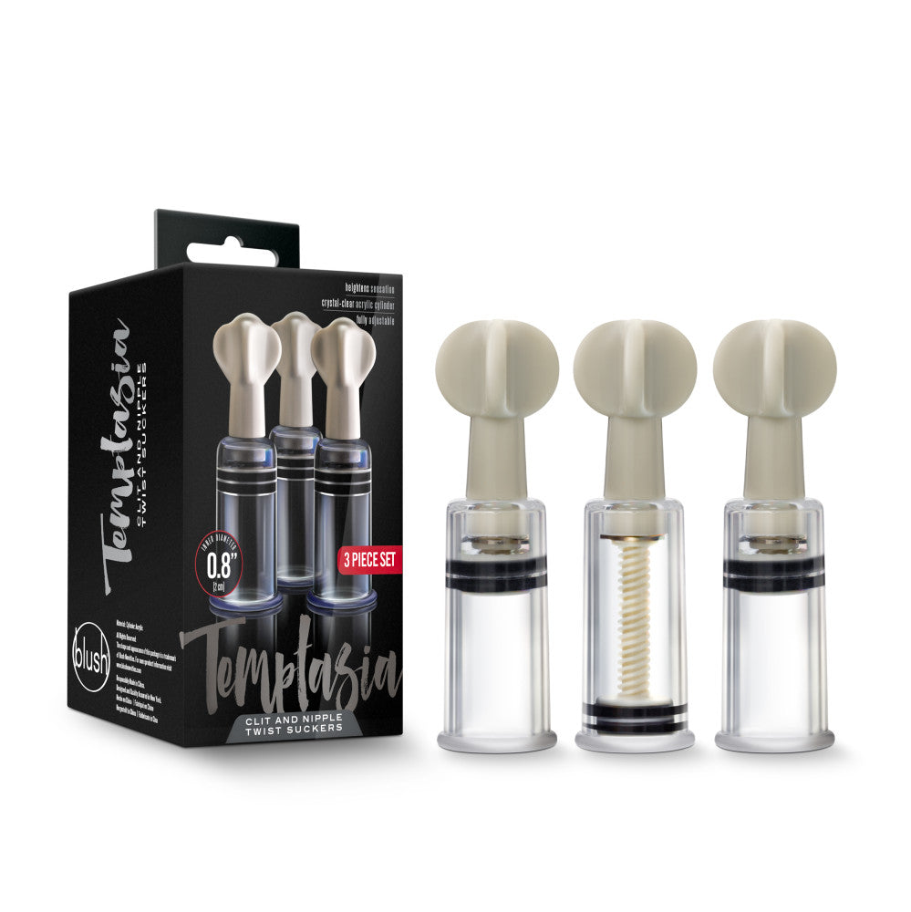 Temptasia By Blush® | Clit & Nipple Twist Suckers Set of 3 Clear Pump、mySite、bottomscart