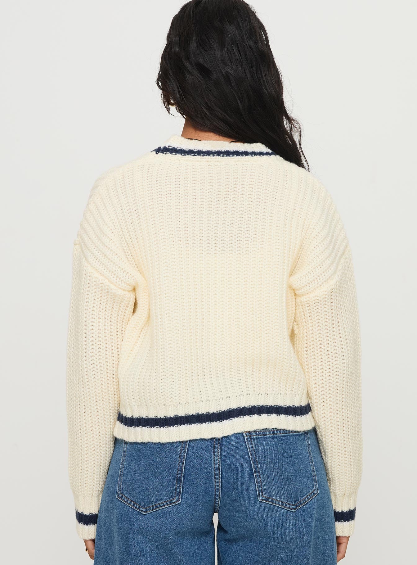 Tavian Knit Cardigan Navy / Cream、mySite、solidvoid