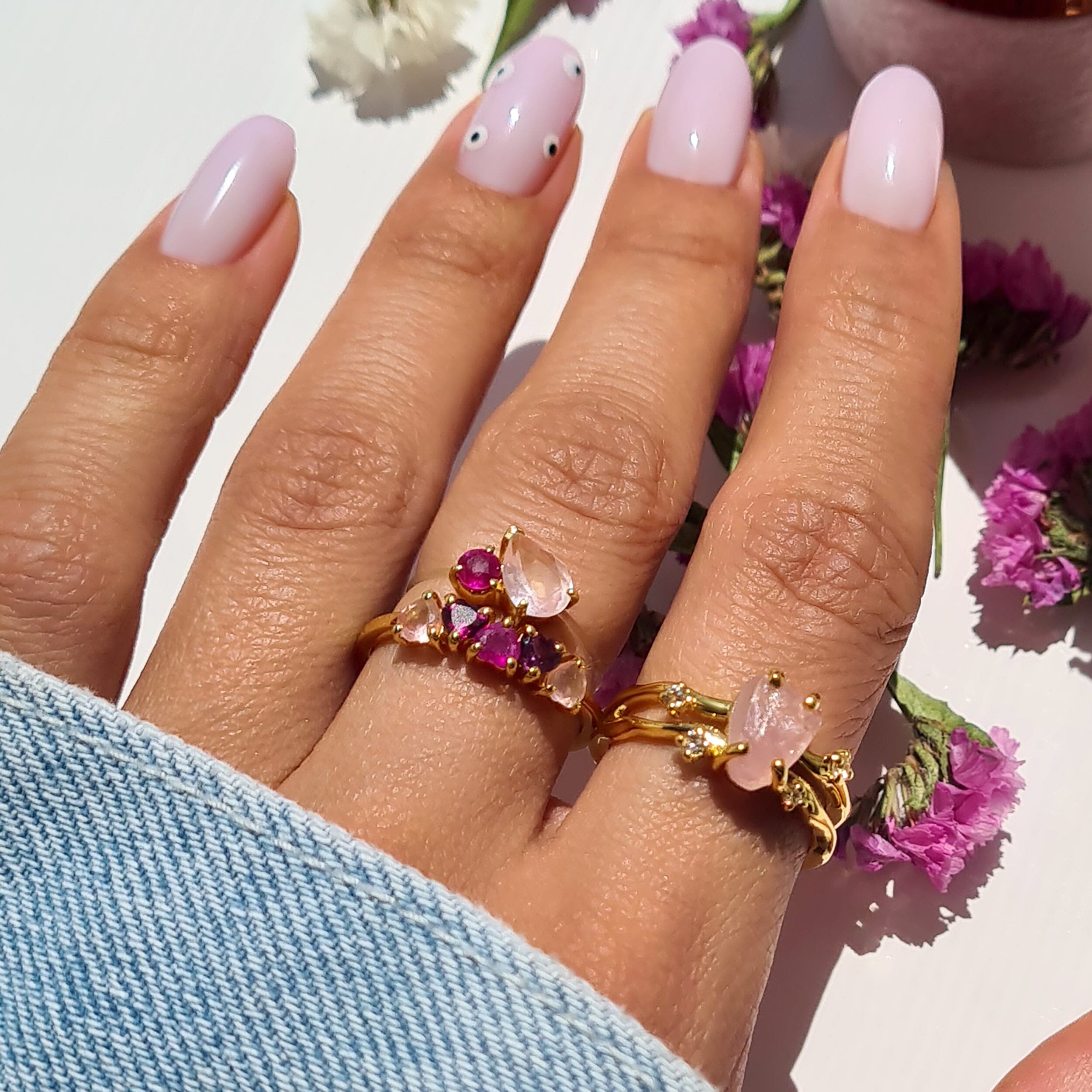 Rose Quartz Ruby Floating Toi Et Moi & Crush On You Rings、mySite、hinf8tx79