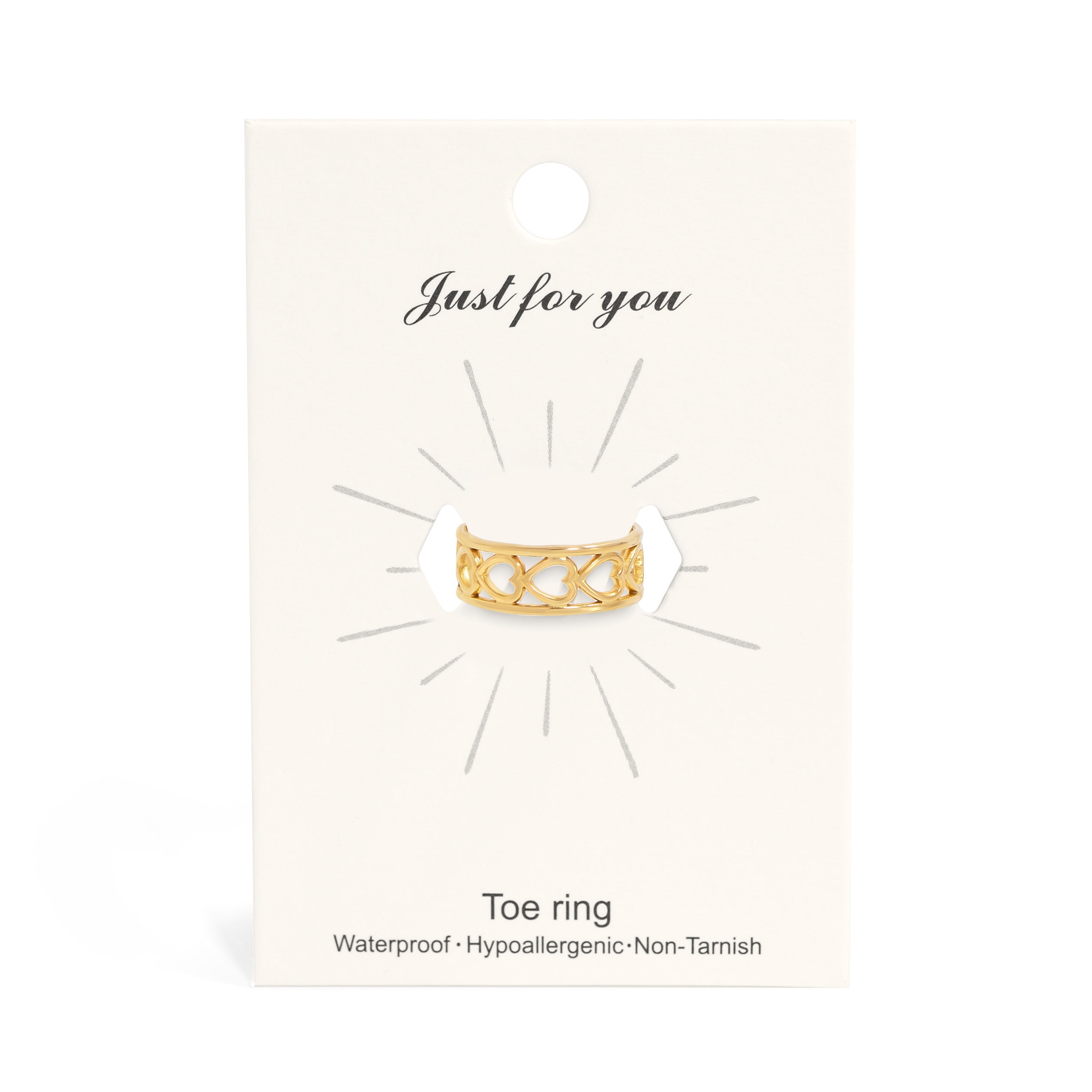 18K Gold PVD Stainless Steel Horizontal Heart Toe Ring / KSS0014、mySite、dreamappss