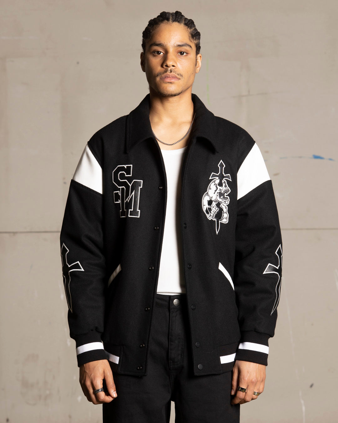 Saint Morta La Rambla Varsity Jacket Black/White、mySite、zt4zffjzw