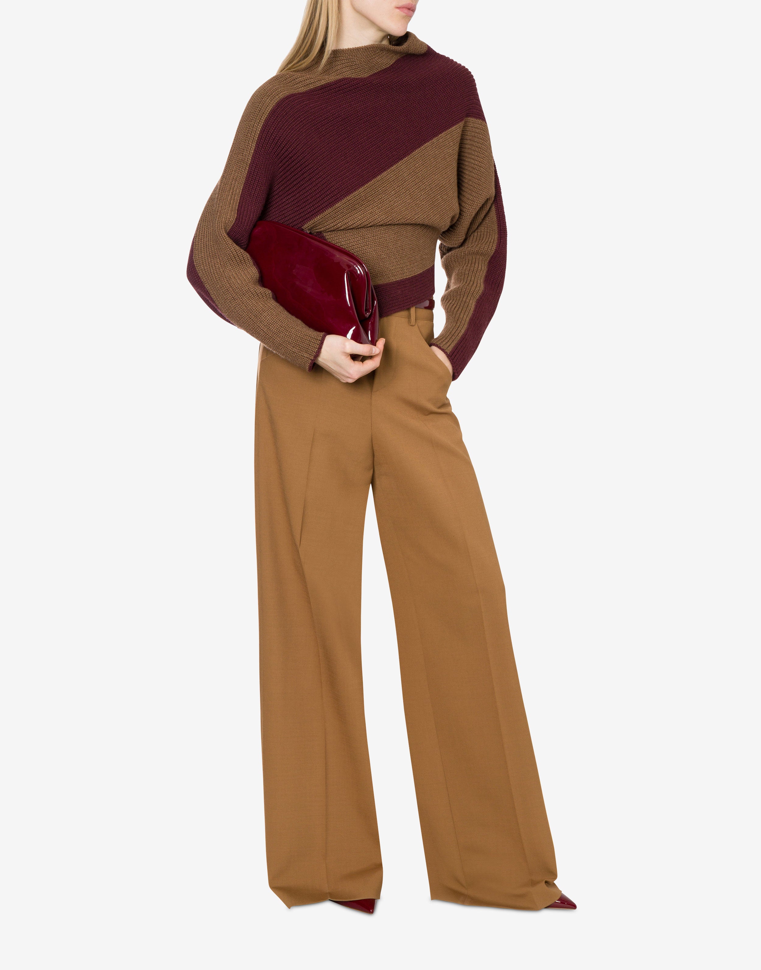 Maglione asimmetrico in misto lana bicolor、mySite、aoinhome