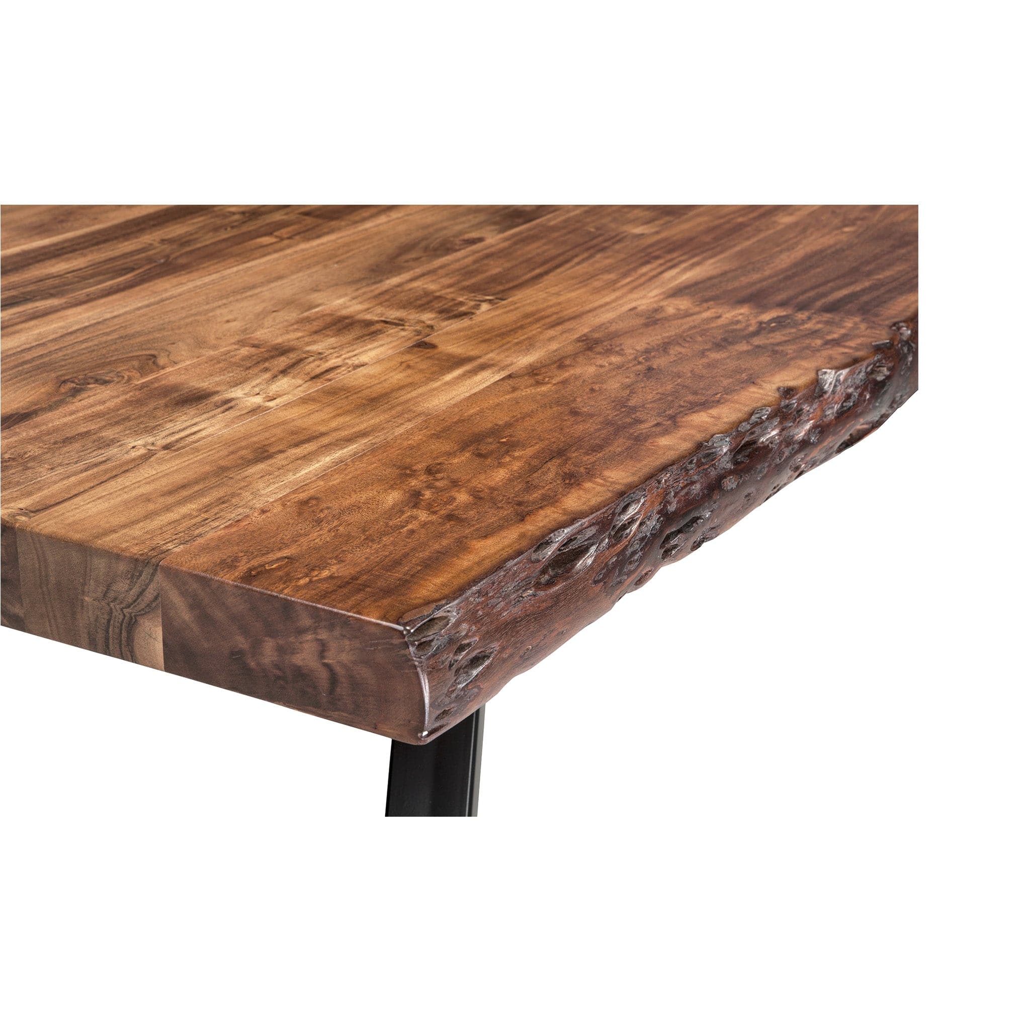 Reese Live Edge Solid Wood Metal Leg Dining Table in Natural Acacia、mySite、neckold