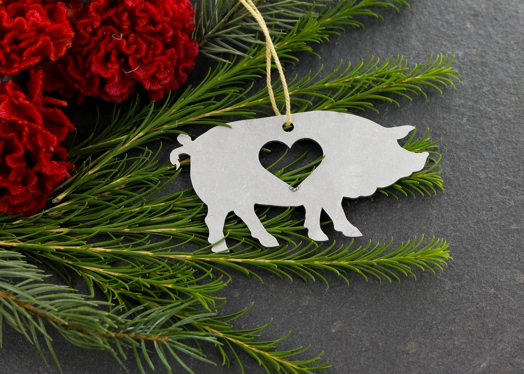 Pig Farm Animal Metal Holiday Gift Christmas Ornament *、mySite、g9winljtr