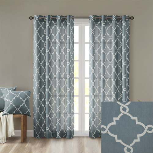 Fretwork Print Grommet Top Window Curtain Panel(Only 1 Pc Panel)、、eastwooduniform