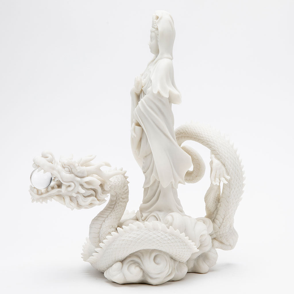 Marble Quan Yin Riding Dragon Statue、mySite、topwebapps