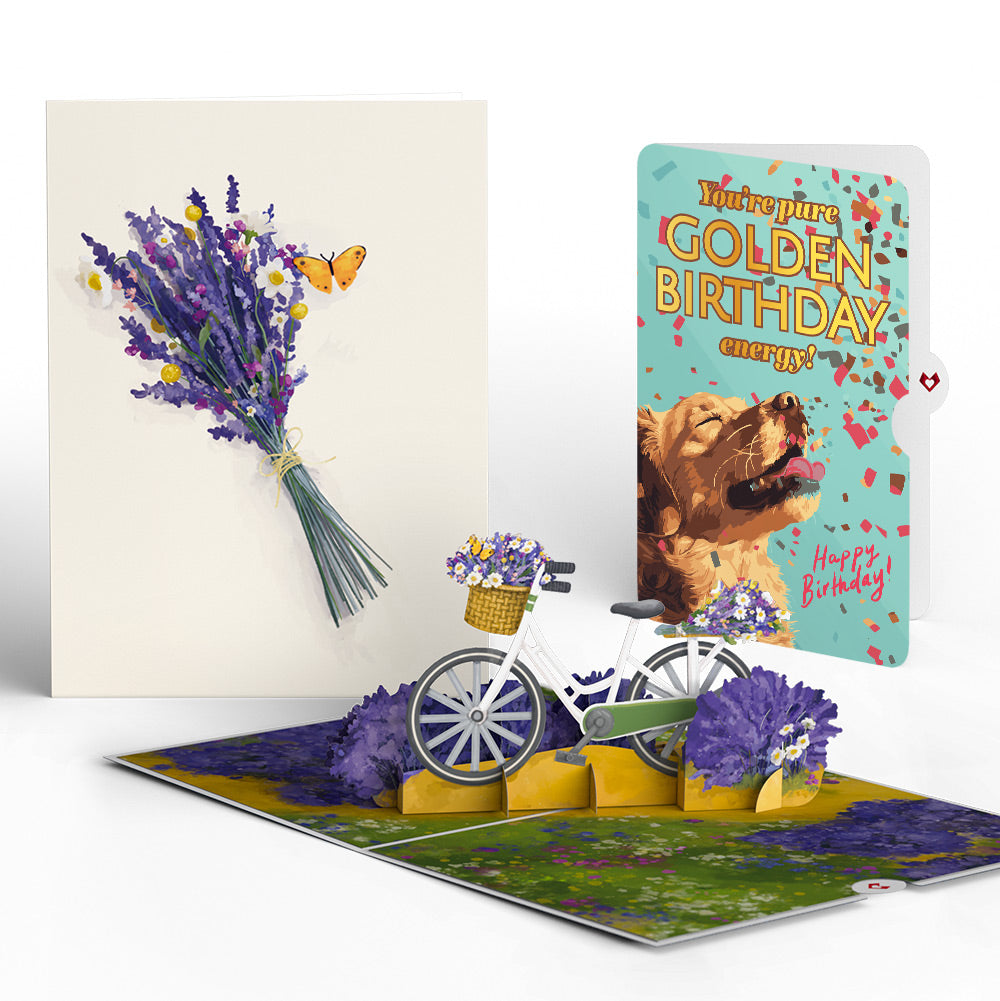 Lavender Bicycle Birthday Pop-Up Card and Golden Energy Sentiment Set、mySite、solidvoid