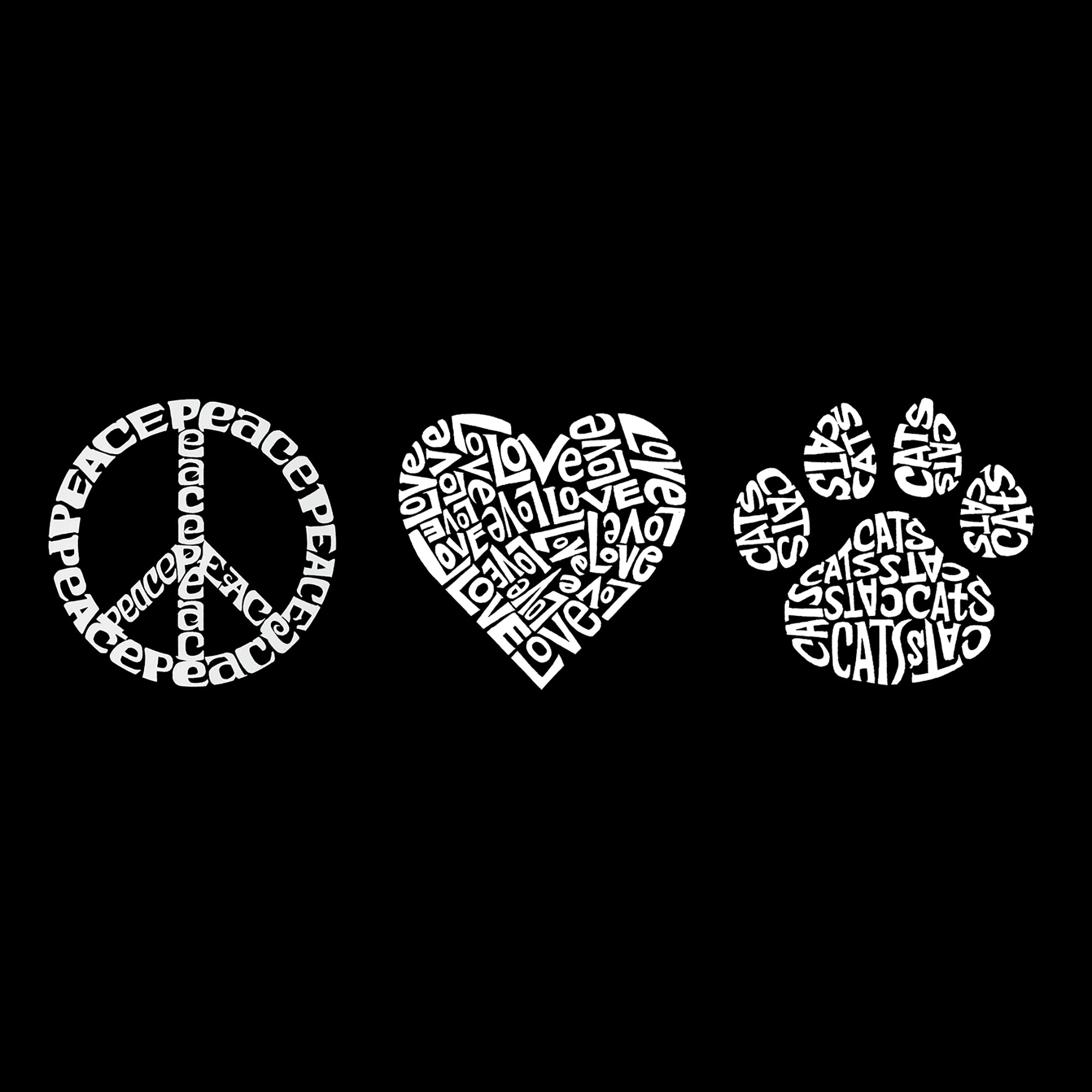 Peace Love Cats - Large Word Art Tote Bag、mySite、camillekostekn
