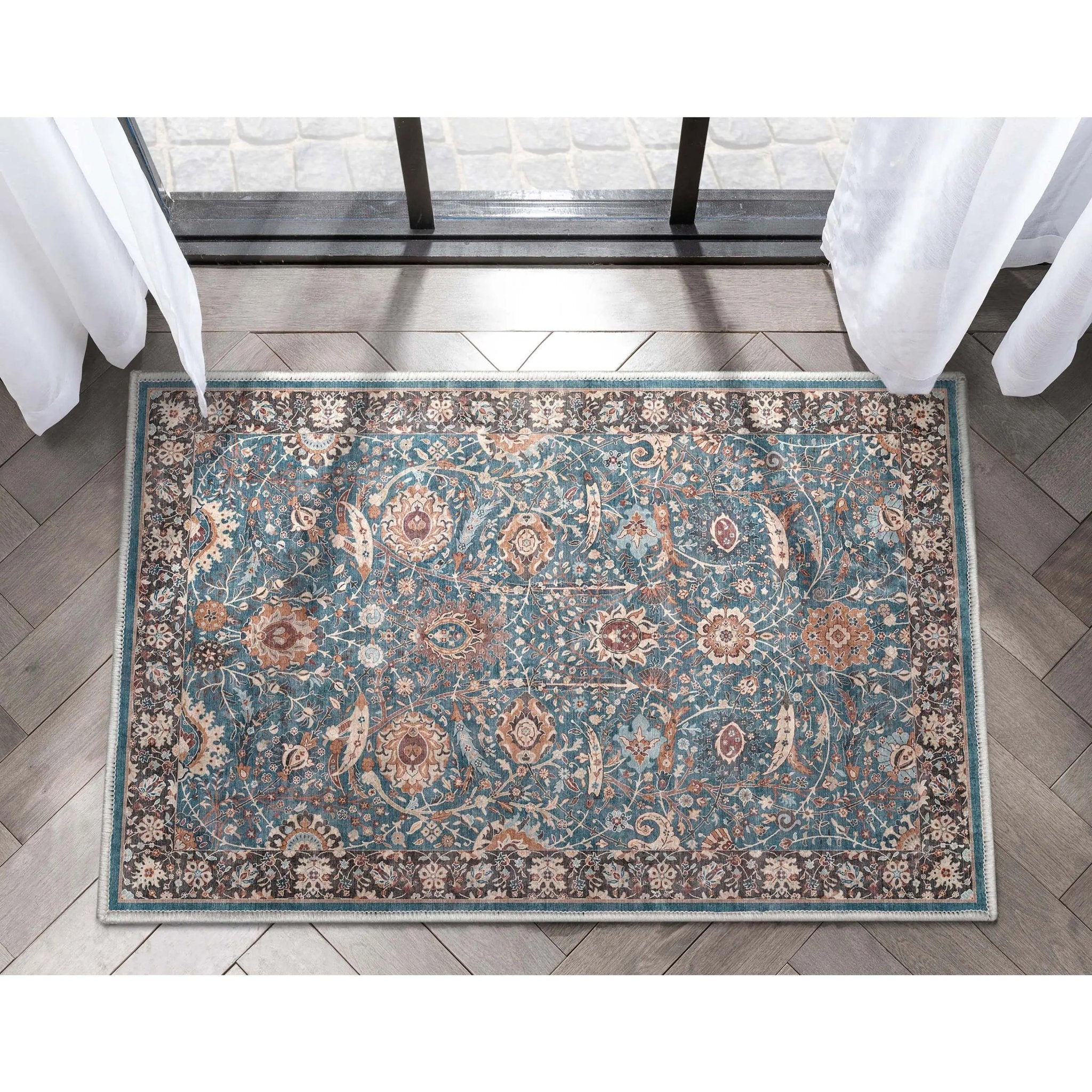 Liana Vintage Oriental Teal Flat-Weave Rug、mySite、gigharbornorthrealestate
