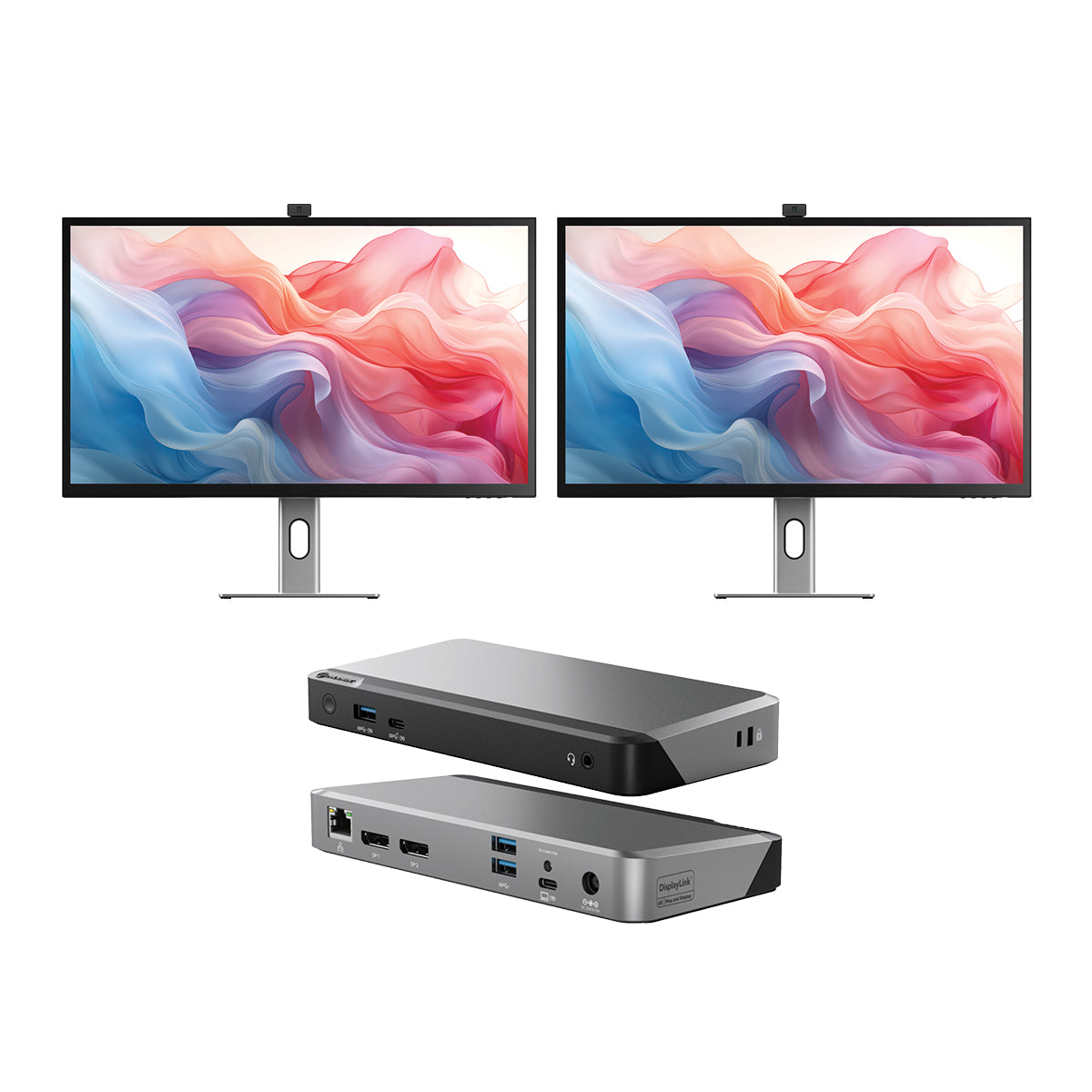 Clarity Max Touch 32 UHD 4K Monitor with USB-C Power Delivery, Webcam and Touch Screen (Pack of 2) + DX2 Dual 4K Display Universal Docking Station _ with 65W Power Delivery、mySite、fannypackpong