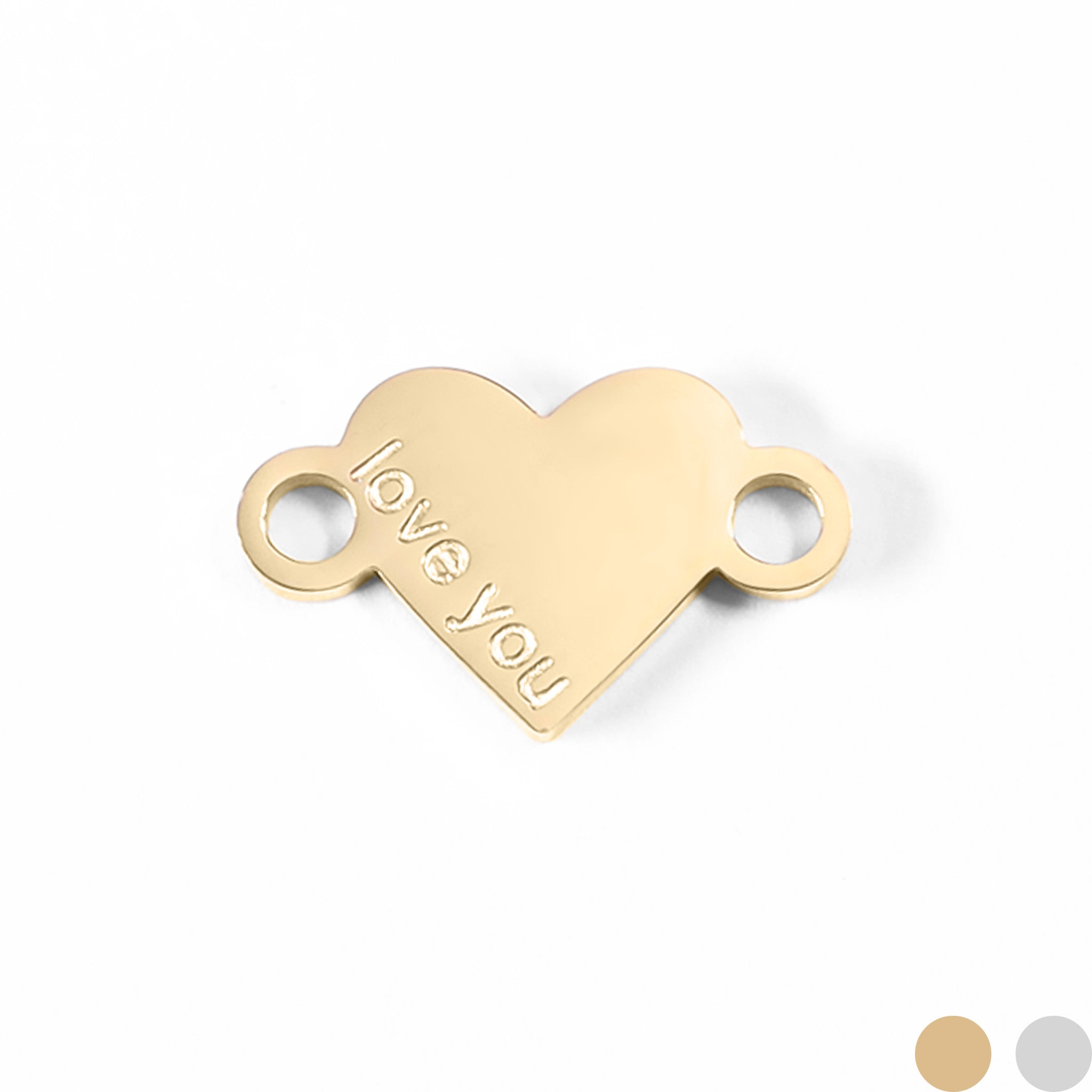 18K Gold PVD Stainless Steel Love You Heart Charm Connector / PDL0051、mySite、dreamappss
