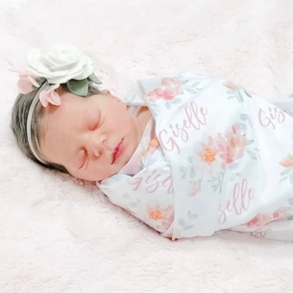  Ella's Dusty Rose Personalized Baby Name Swaddle Blanket、mySite、layawaytickets