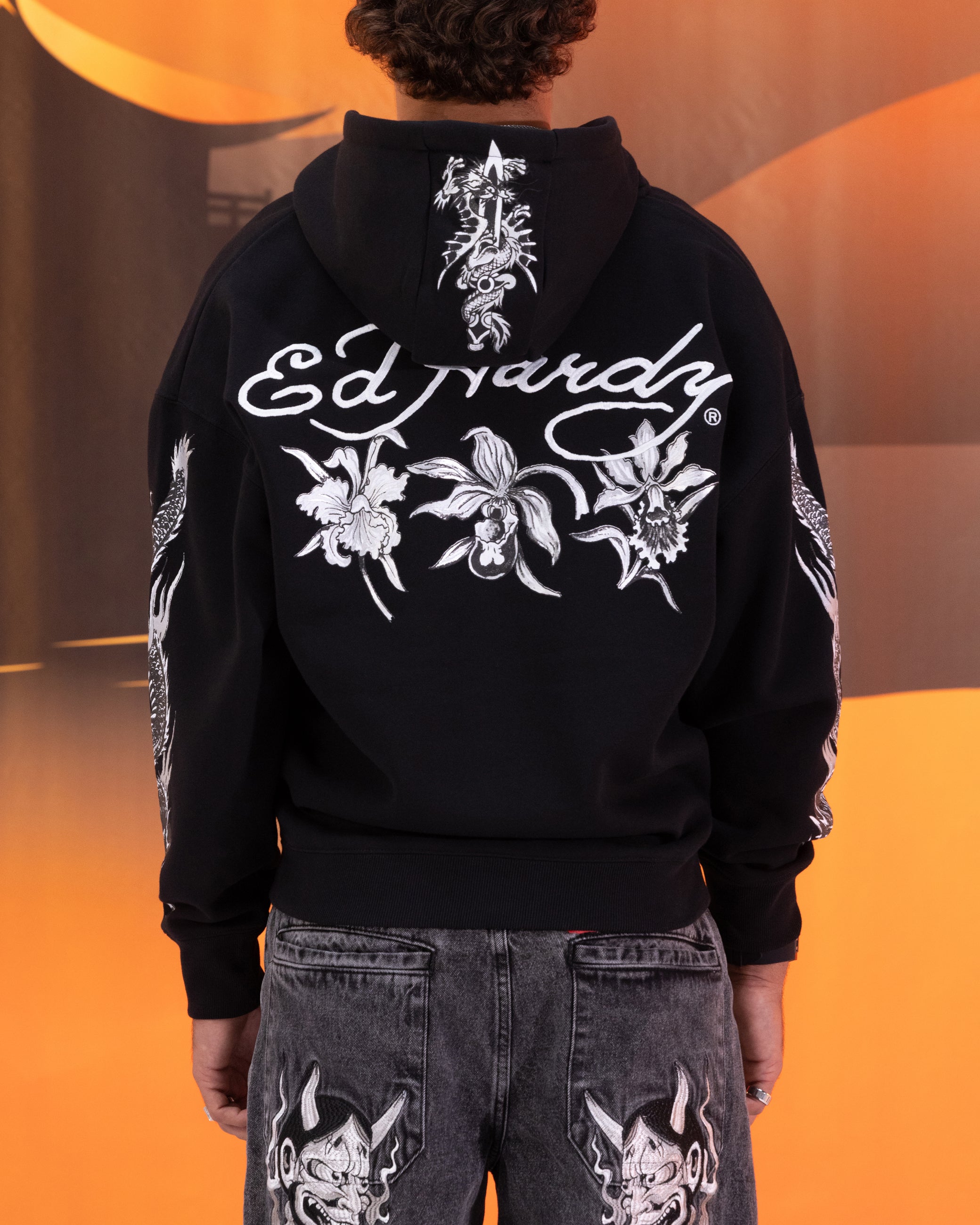 Ed Hardy Floral Zip Hoodie Black、mySite、zt4zffjzw