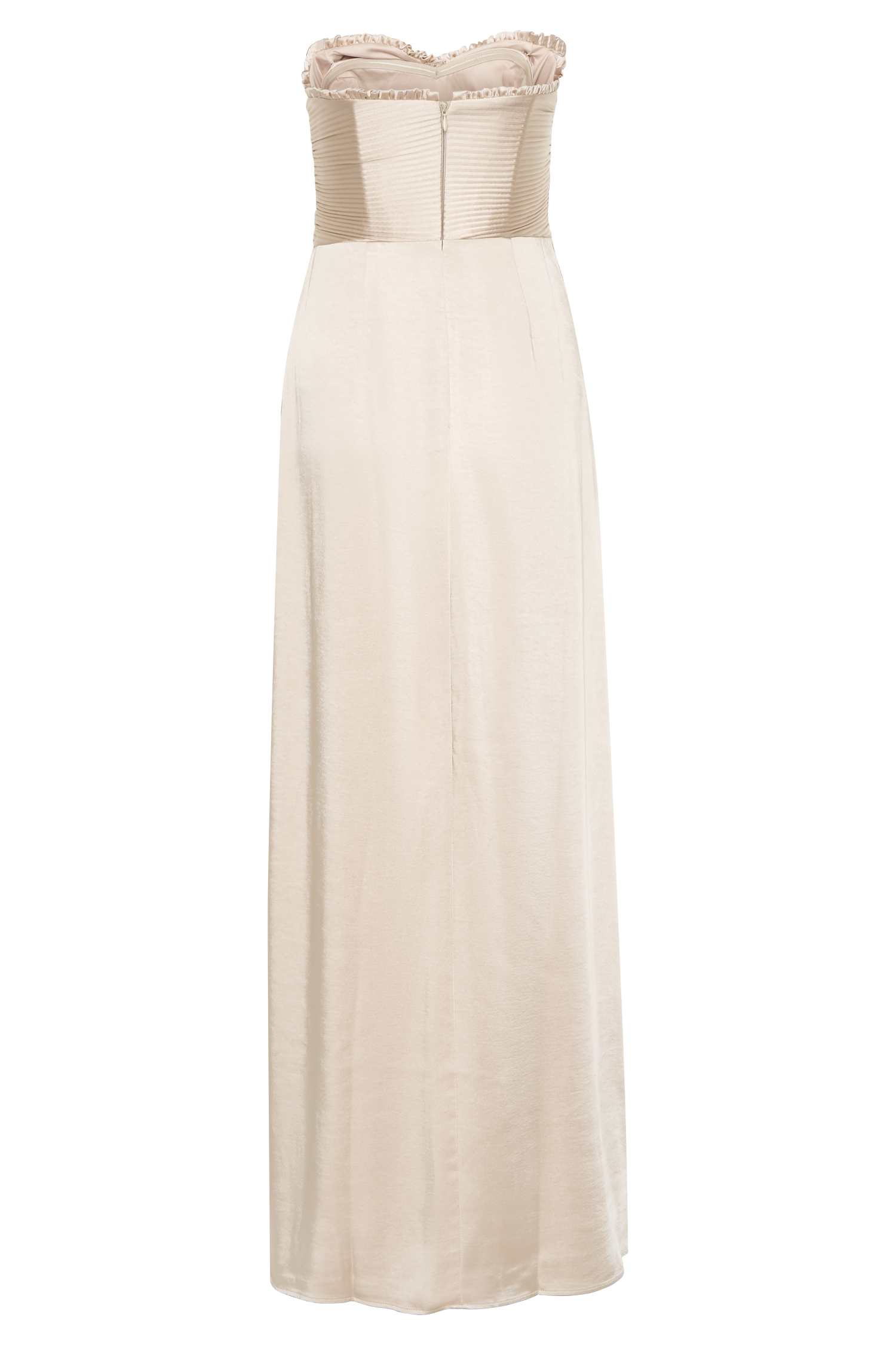 Larissa Satin Maxi Dress With Ruched Petals - Blush Gold、mySite、solidvoid