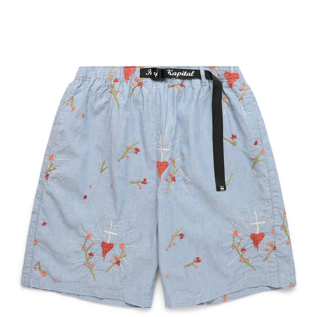 CHAMBRAY CORAZON EMBROIDERY EASY SHORTS、mySite、zt4zffjzw