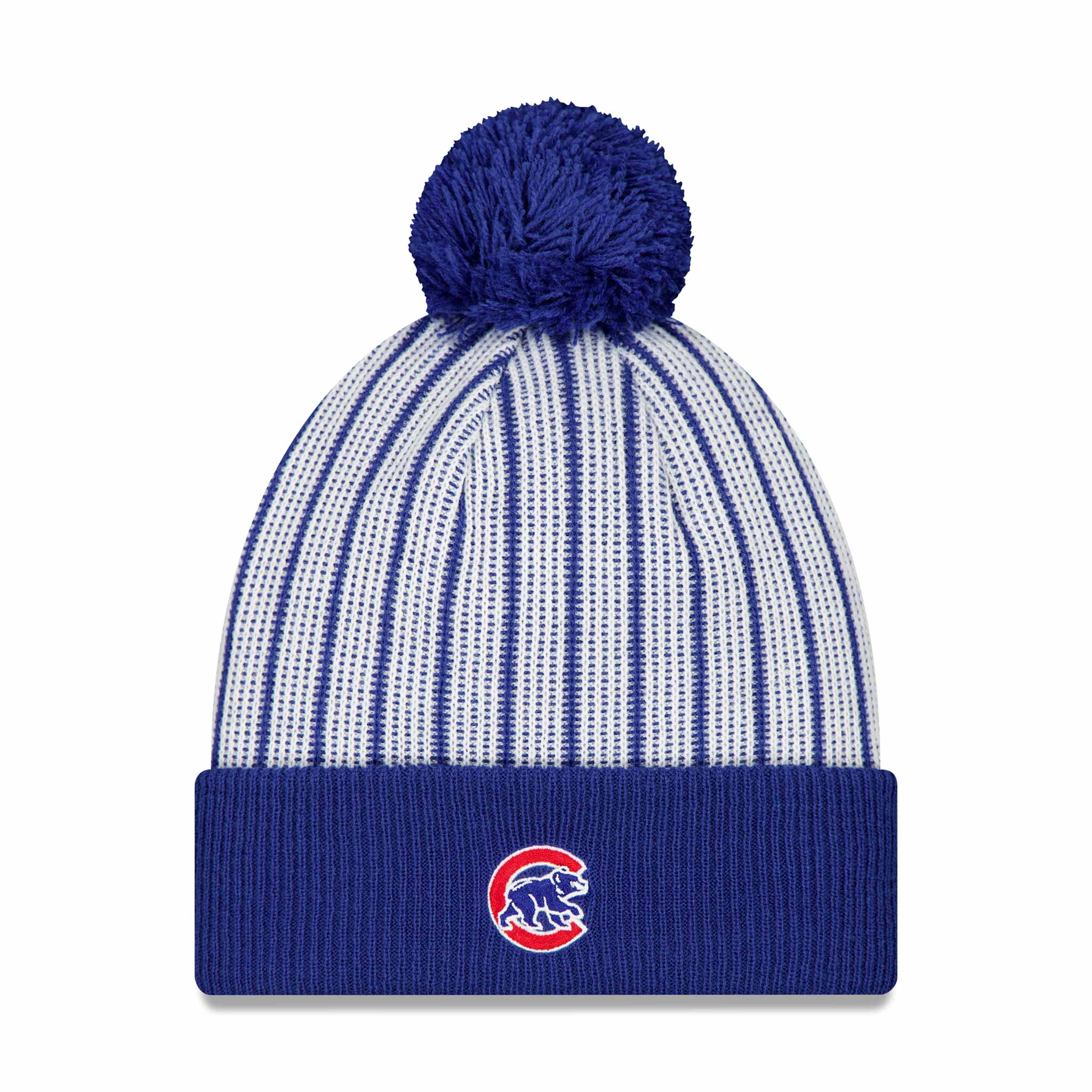 Chicago Cubs New Era White Pinstripe Bullseye Winter Knit Cap、mySite、vikingsvslions
