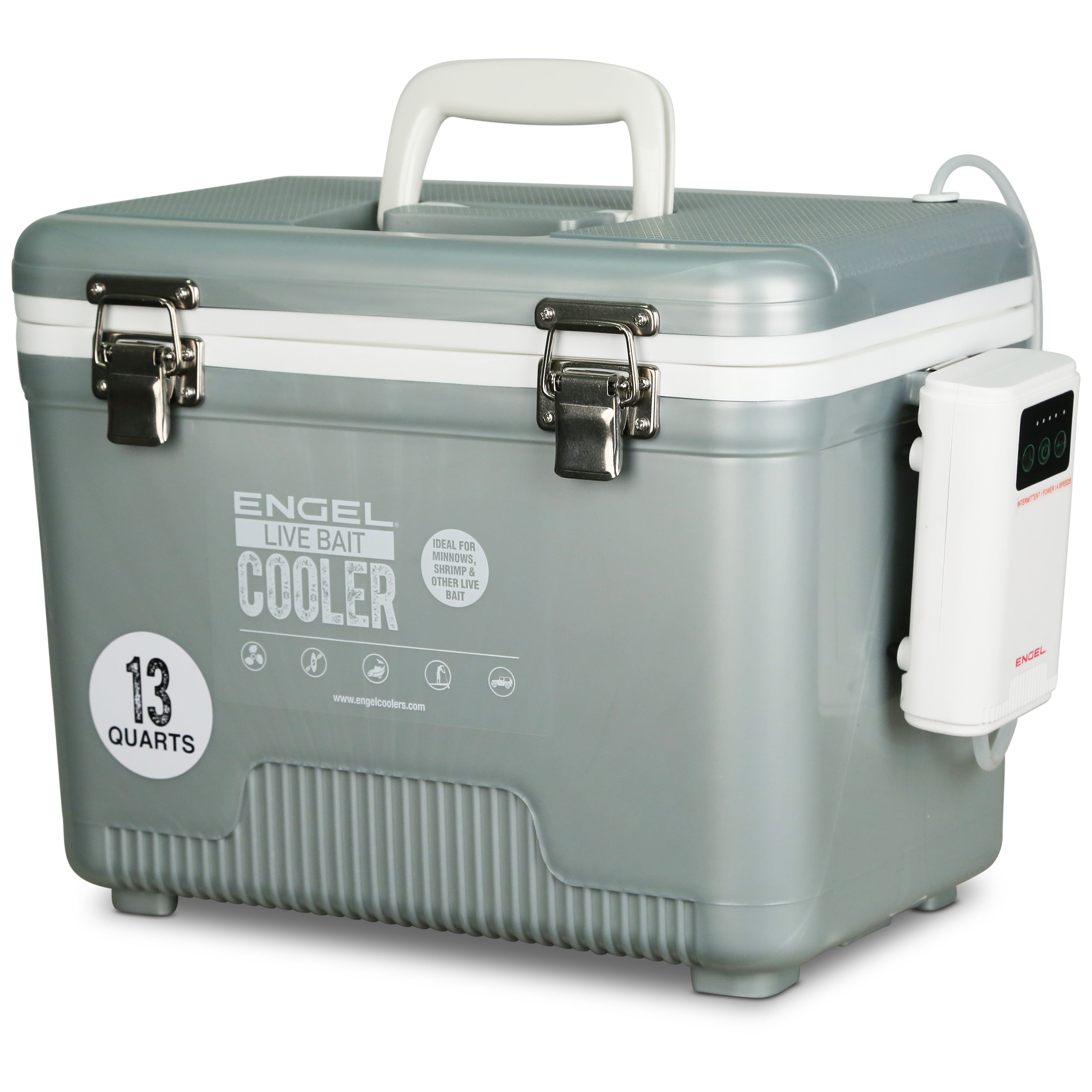 Engel 13Qt Live bait Pro Cooler with AP3 Rechargeable Aerator & Stainless Hardware、mySite、noshort