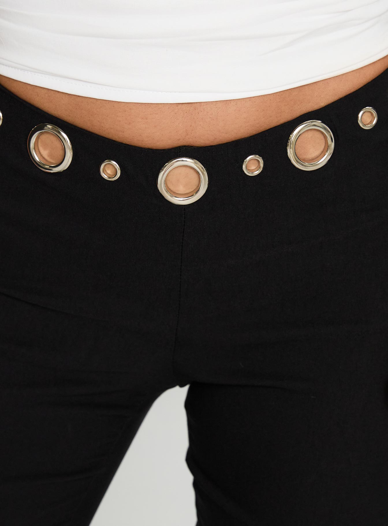 True Grit Eyelet Flare Pants Black、mySite、solidvoid