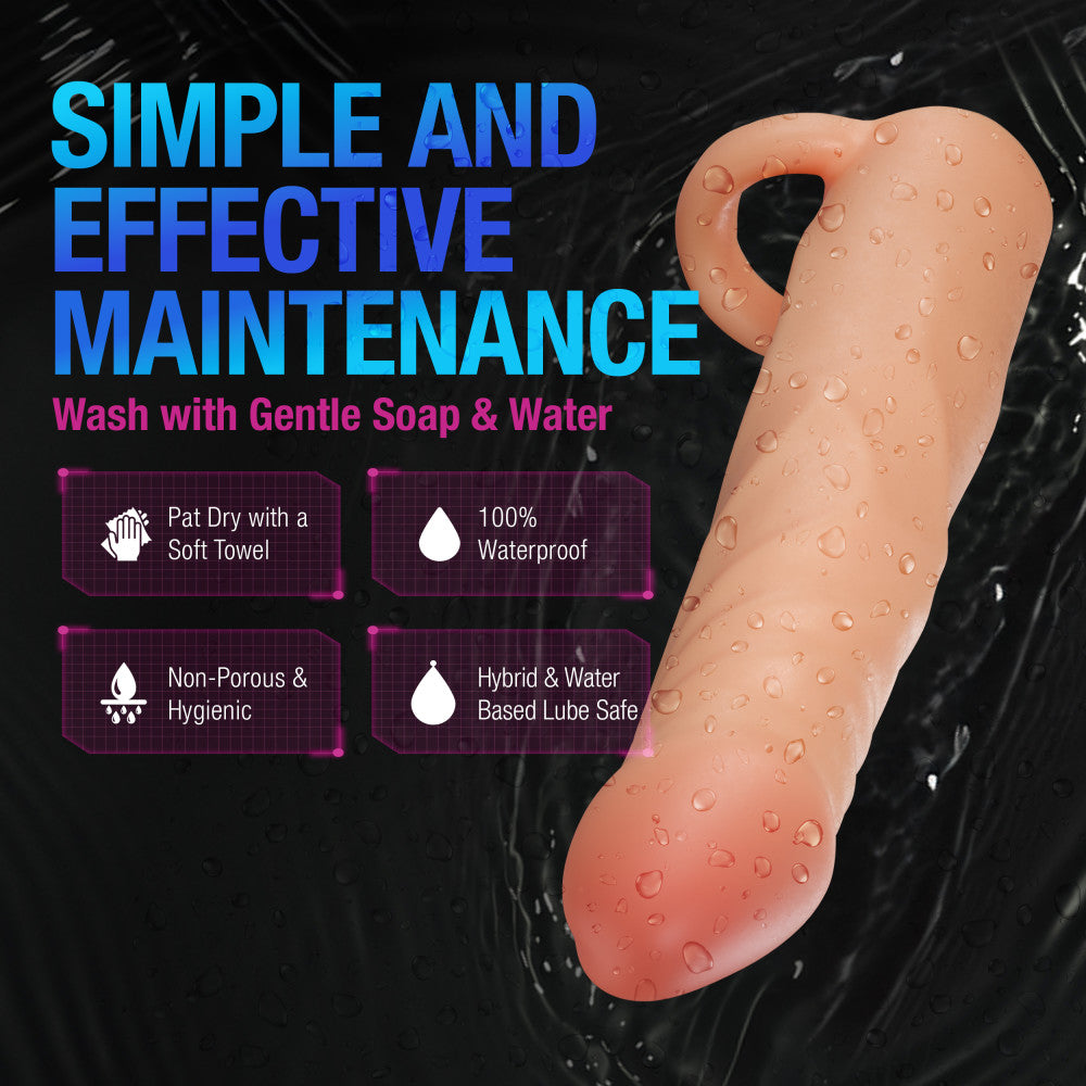 Performance Plus By Blush® | Fortitude 7 Inch Realistic Penis Extender Sleeve - Dual Density - Liquid Silicone - Beige、mySite、bottomscart