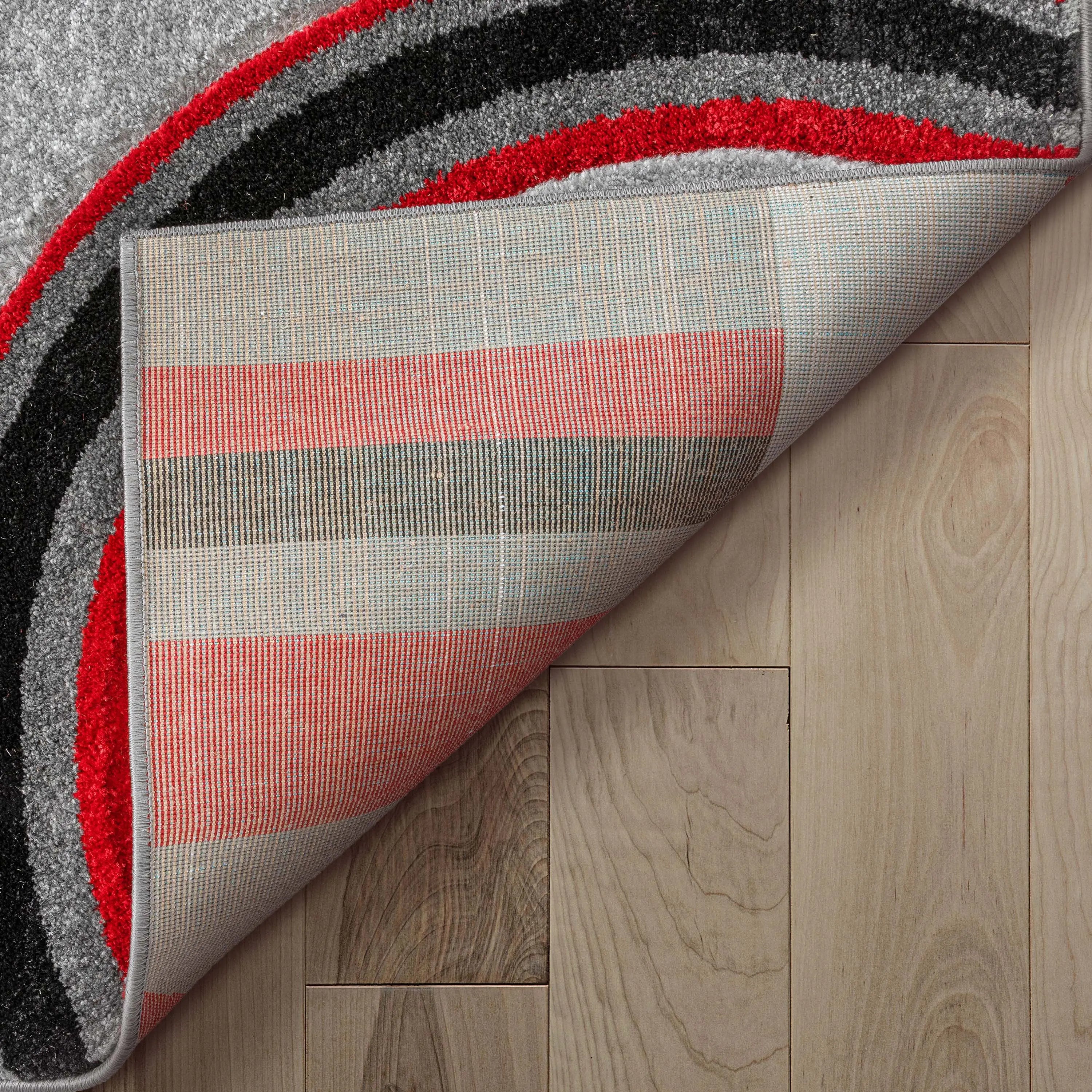 Galaxy Waves Grey Red Modern Geometric Rug、mySite、gigharbornorthrealestate