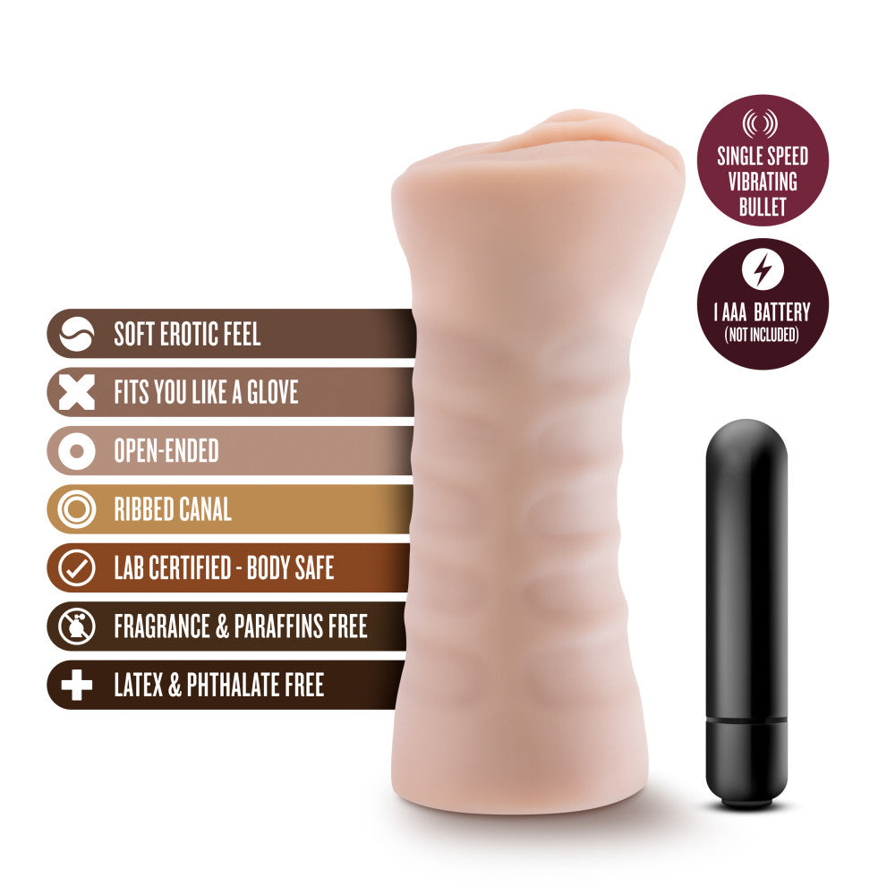M For Men By Blush® | Rain Realistic Vanilla Vibrating Masturbator / Stroker、mySite、bottomscart