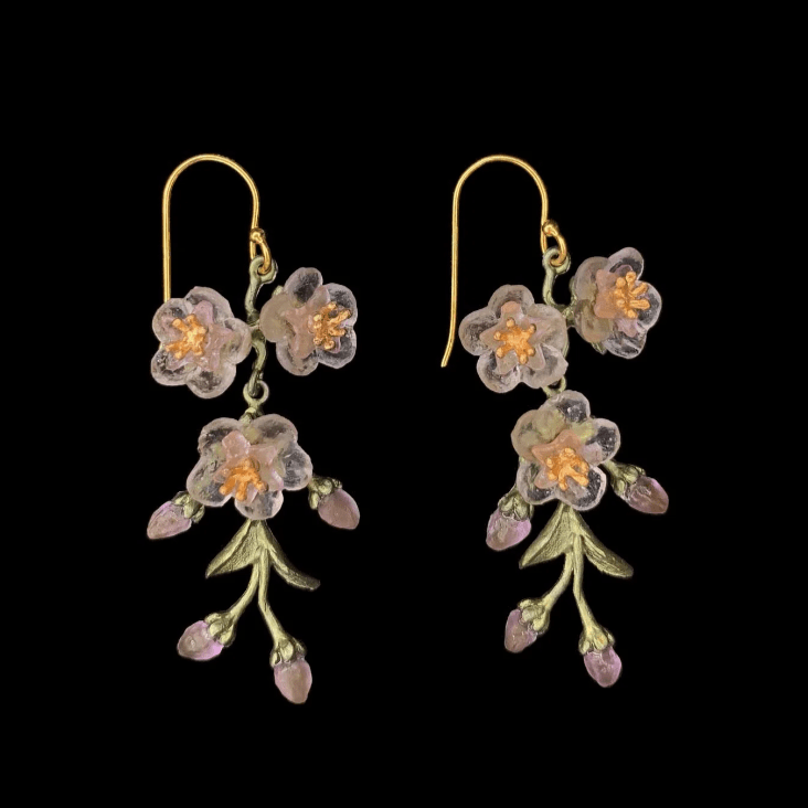  Peach Blossom | 3-Drop Wire Earring | Bronze/Cast Glass、mySite、preschool7hills
