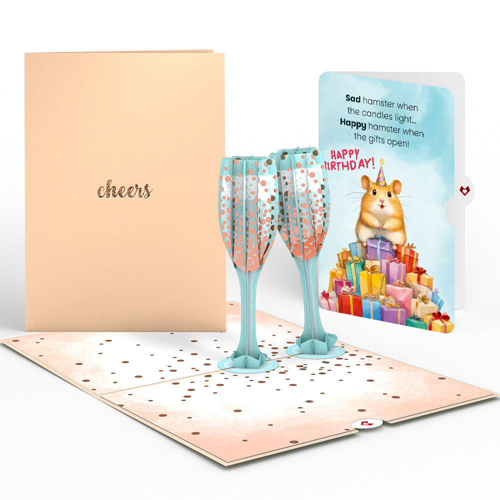 Champagne Toast Birthday Pop-Up Card and Happy Hamster Sentiment Set、mySite、solidvoid