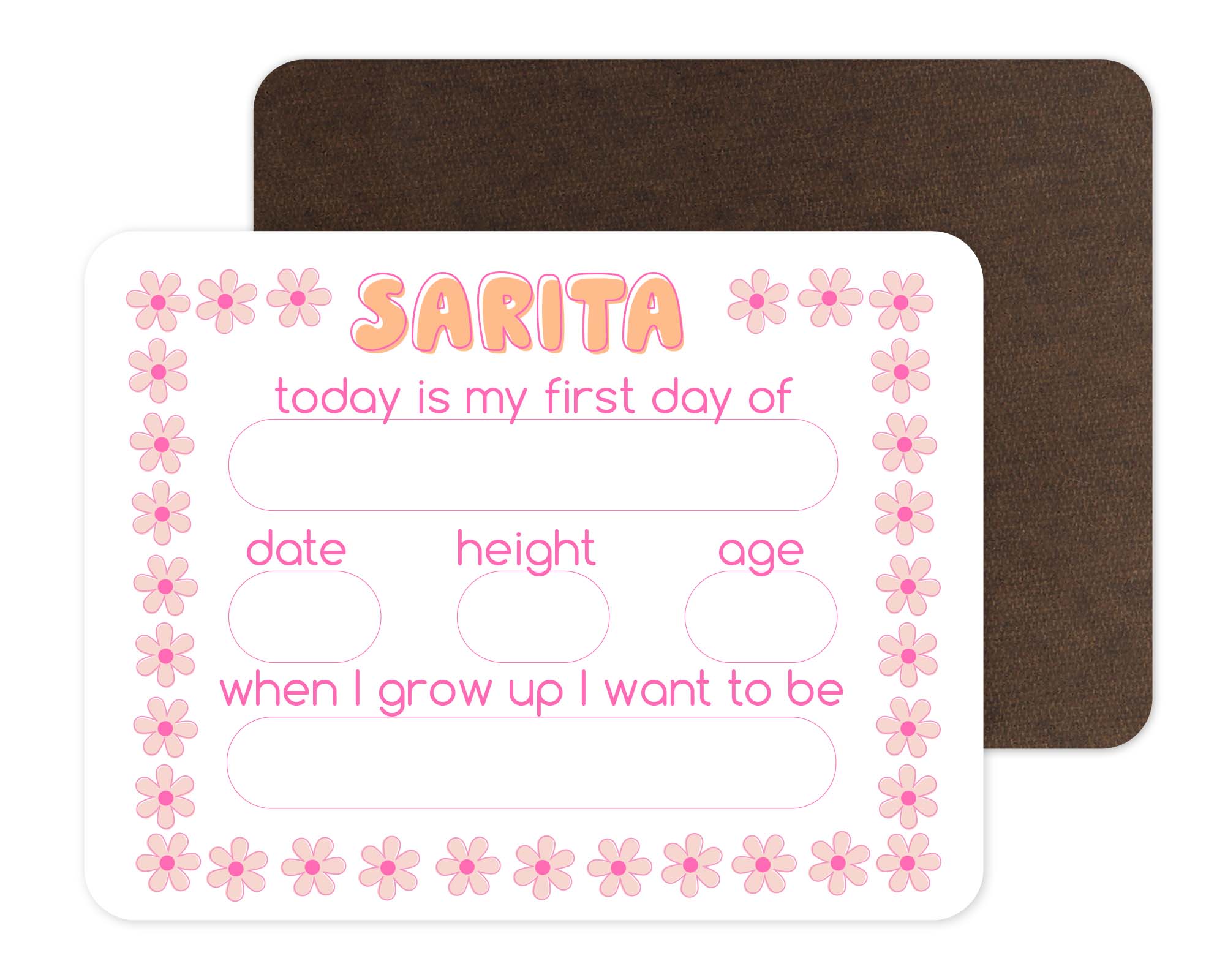  Kids Personalized Whiteboard | First Day Of - Retro Daisy、mySite、layawaytickets