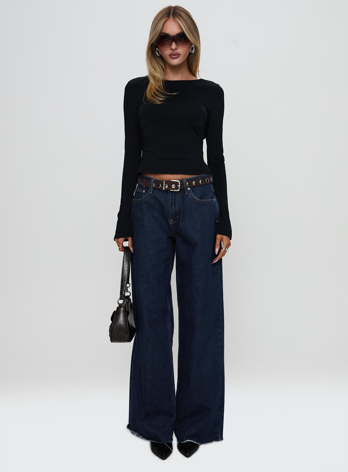 Harpur Long Sleeve Backless Top Black、mySite、solidvoid