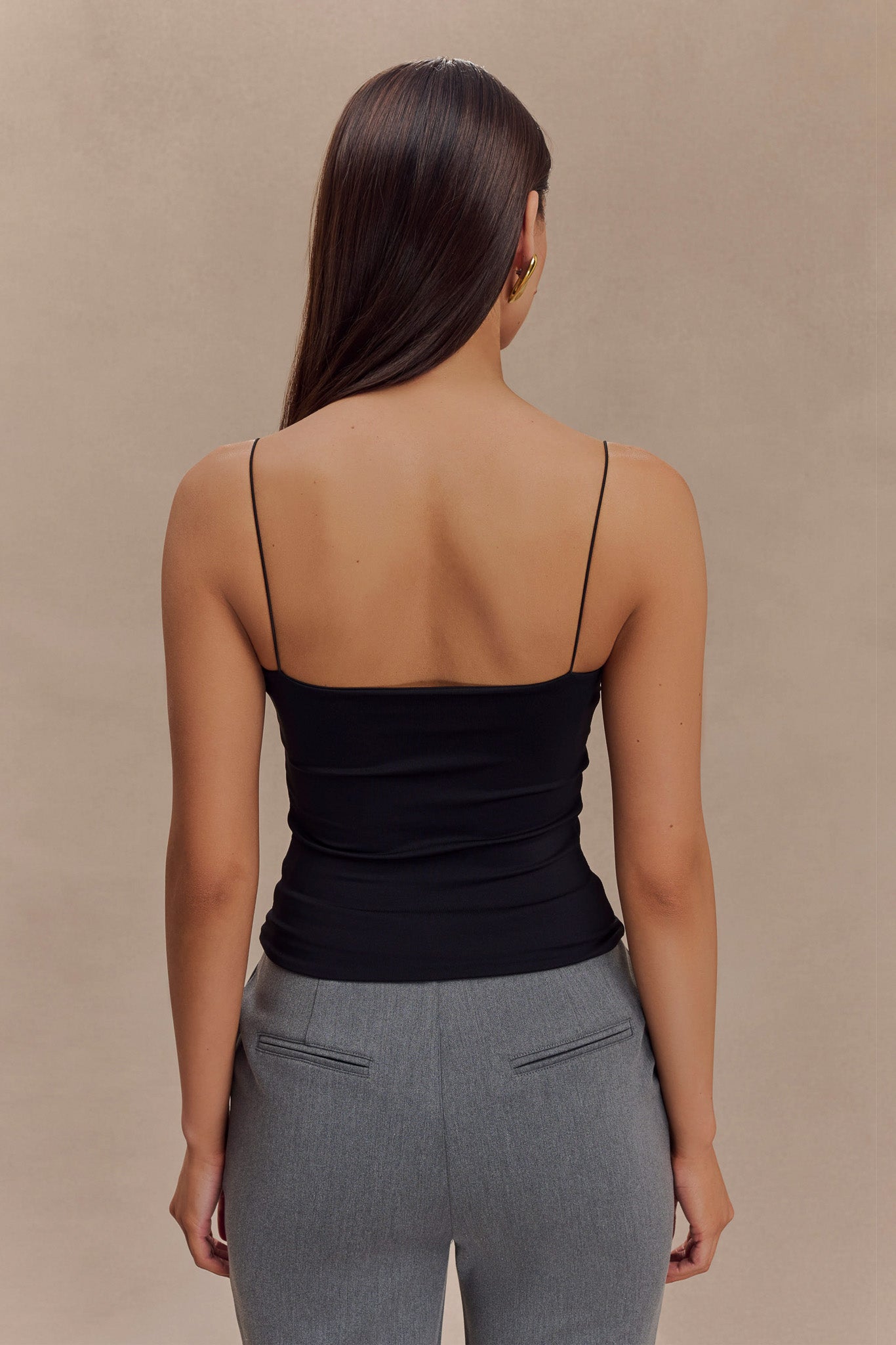 Arya Longline Spaghetti Strap Top - Black、mySite、solidvoid