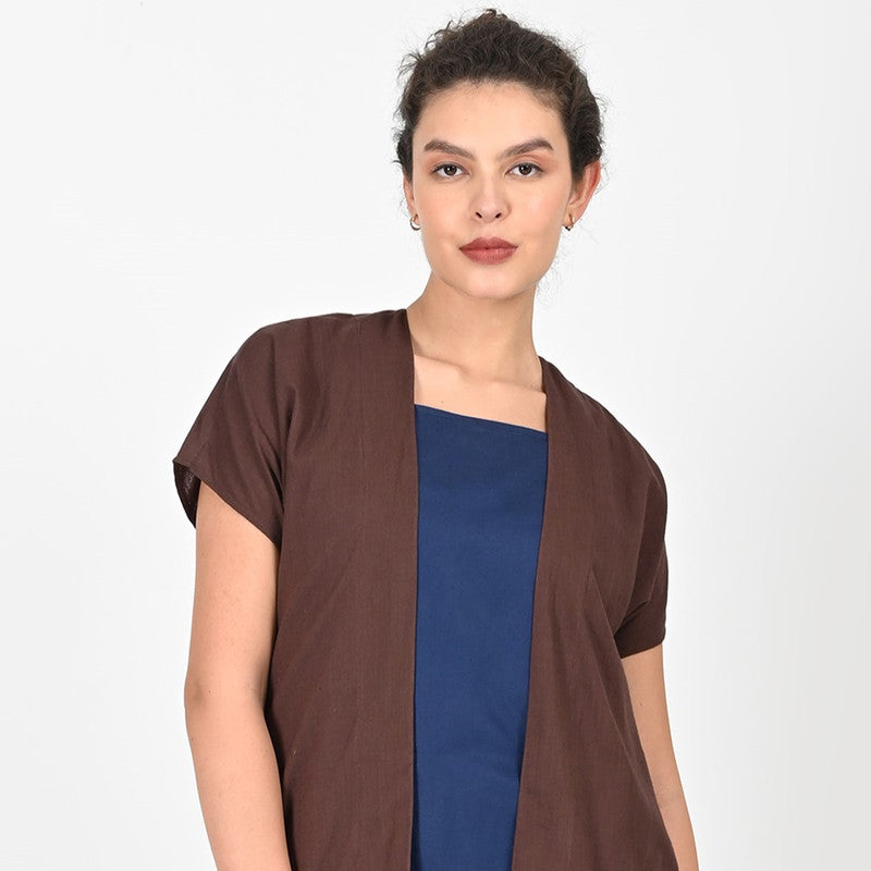 Cotton Solid Co Ord Set For Women | Overlay & Dress | Coffee Brown & Navy、mySite、camillekostekn