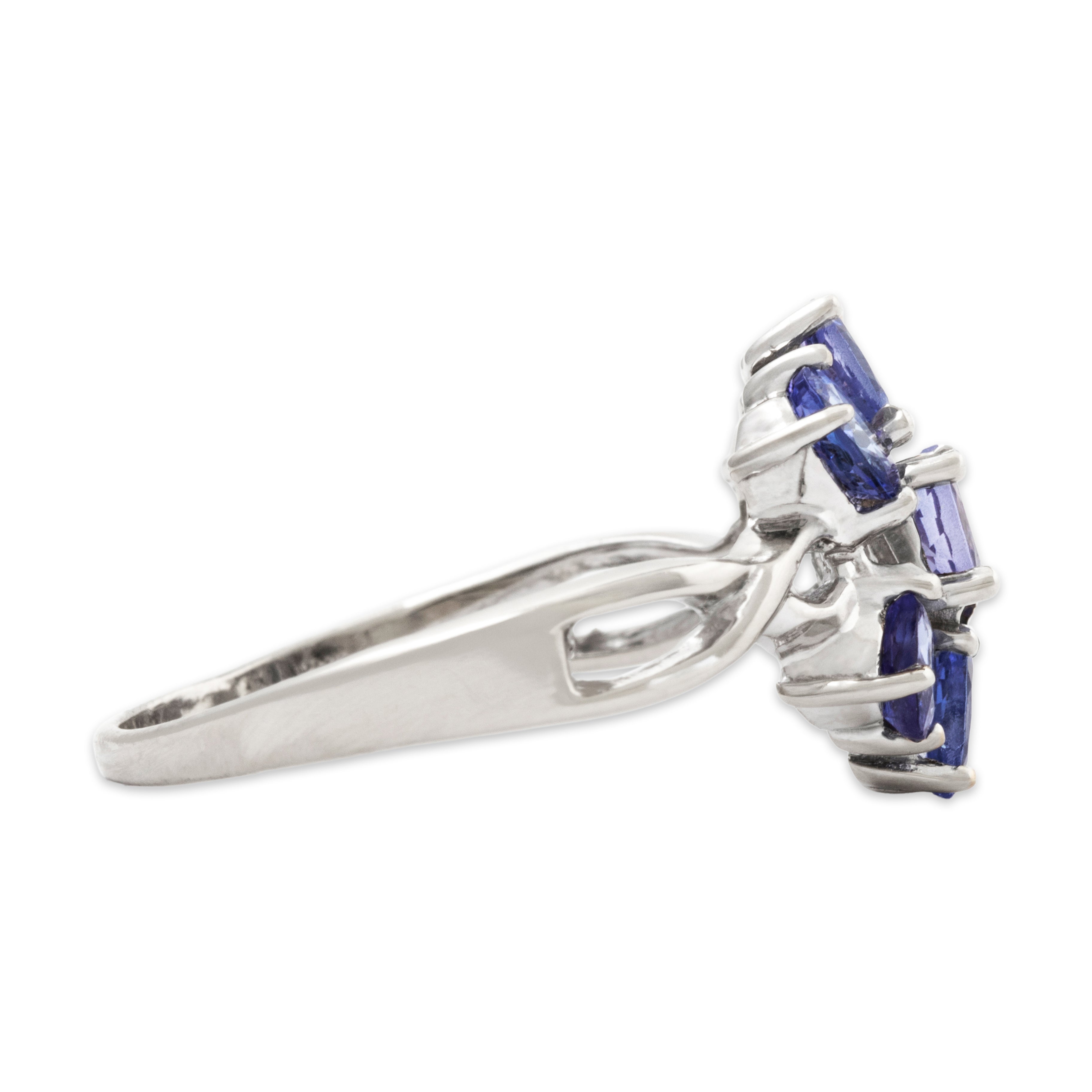 Vintage 14k White Gold 1.4cttw Tanzanite Floriform Ring 8、mySite、hinf8tx79