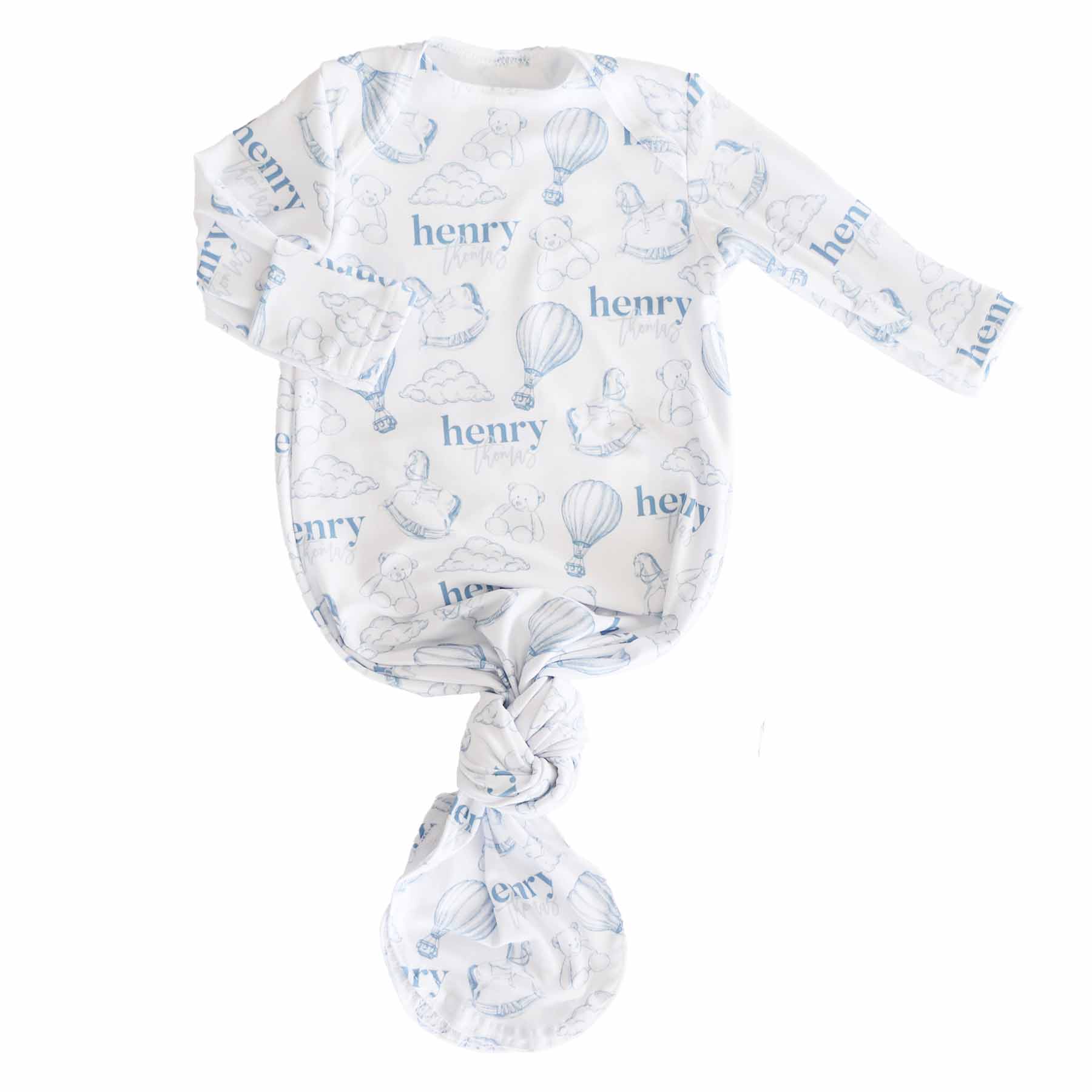  Up In The Clouds Personalized Newborn Baby Knot Gown、mySite、layawaytickets