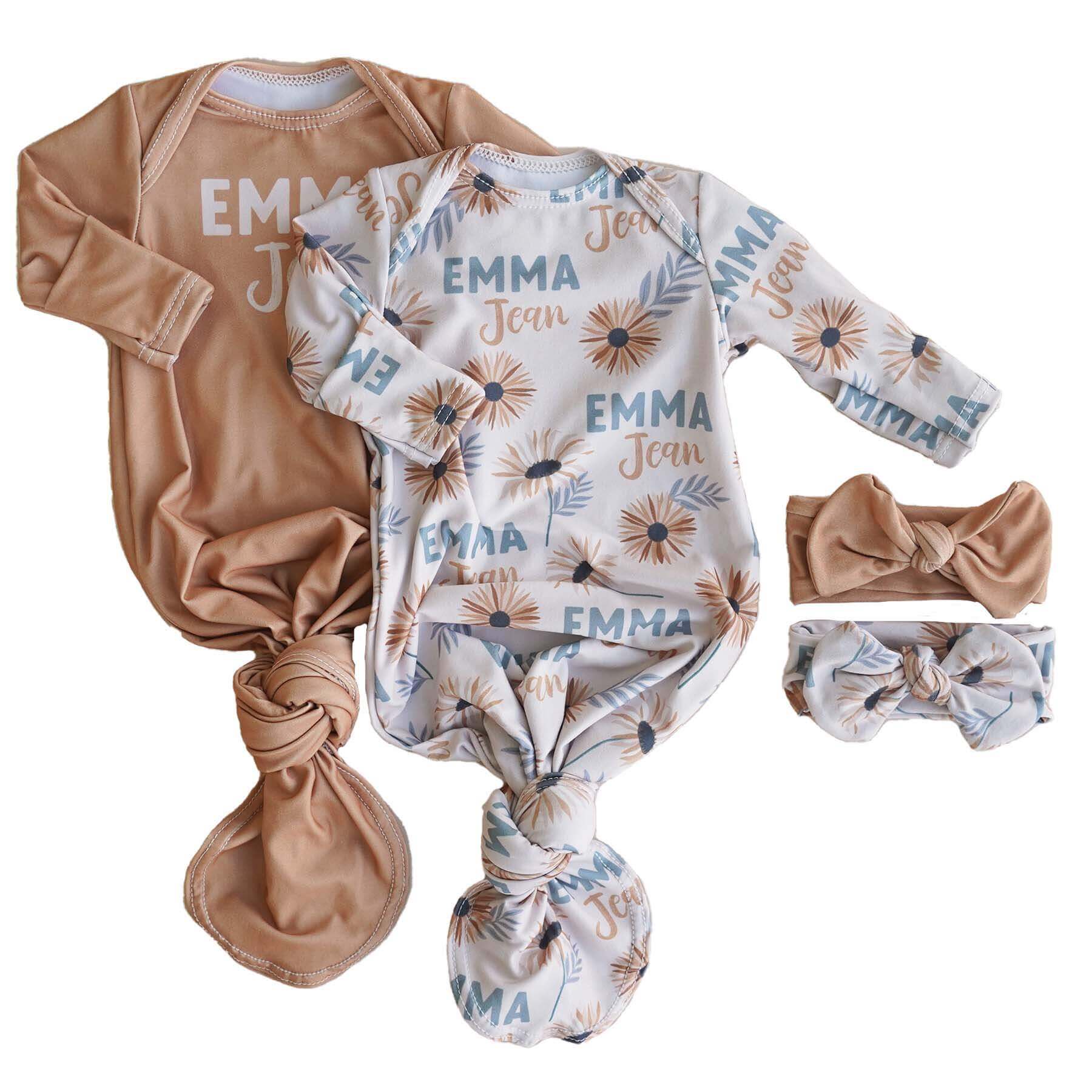  Sunday's Daisy Personalized Newborn Baby Knot Gown、mySite、layawaytickets