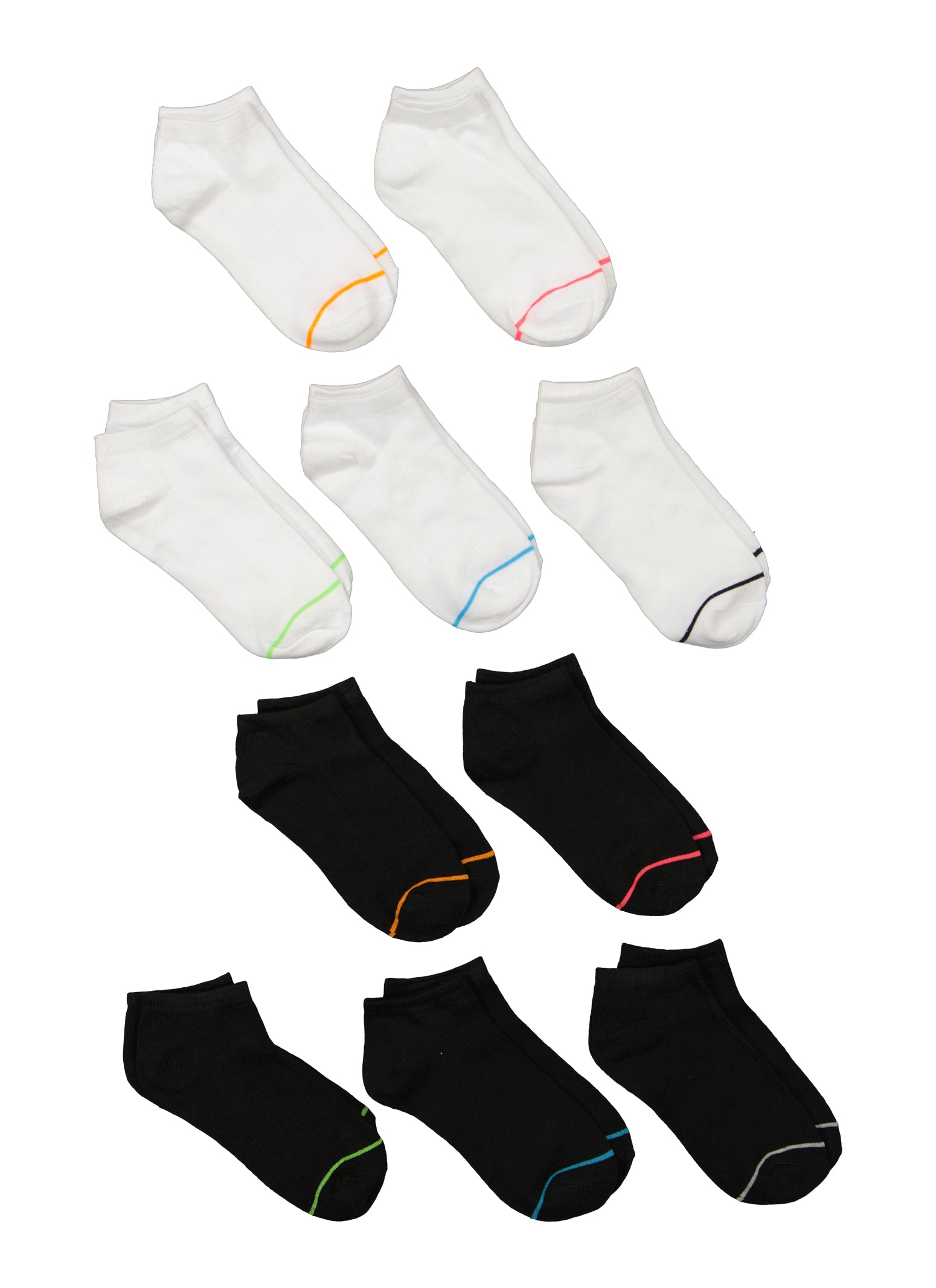 Girls Contrast Trim Ankle Socks 10 Pack、mySite、camillekostekn