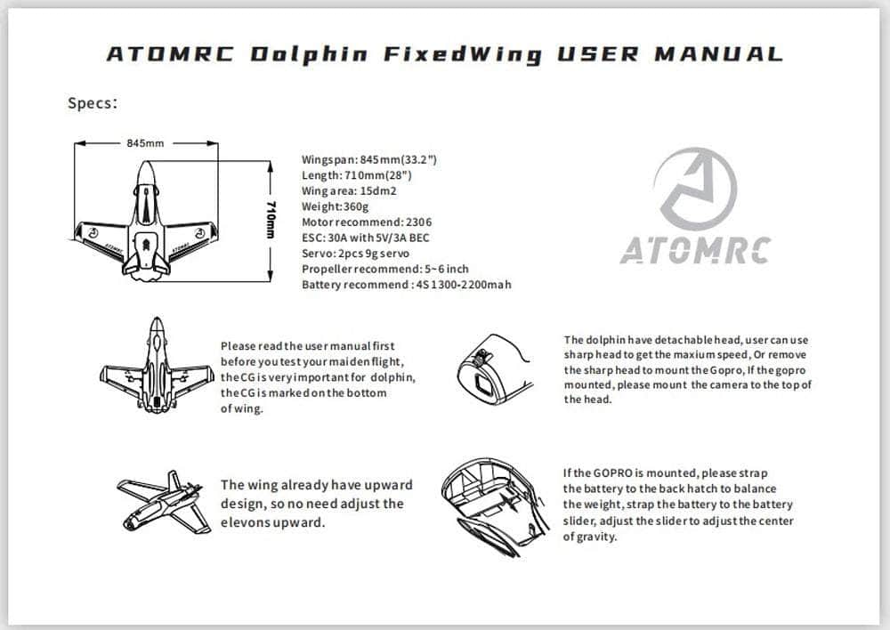 AtomRC Dolphin Plane Kit for Sale AtomRC Dolphin Plane Kit for Sale