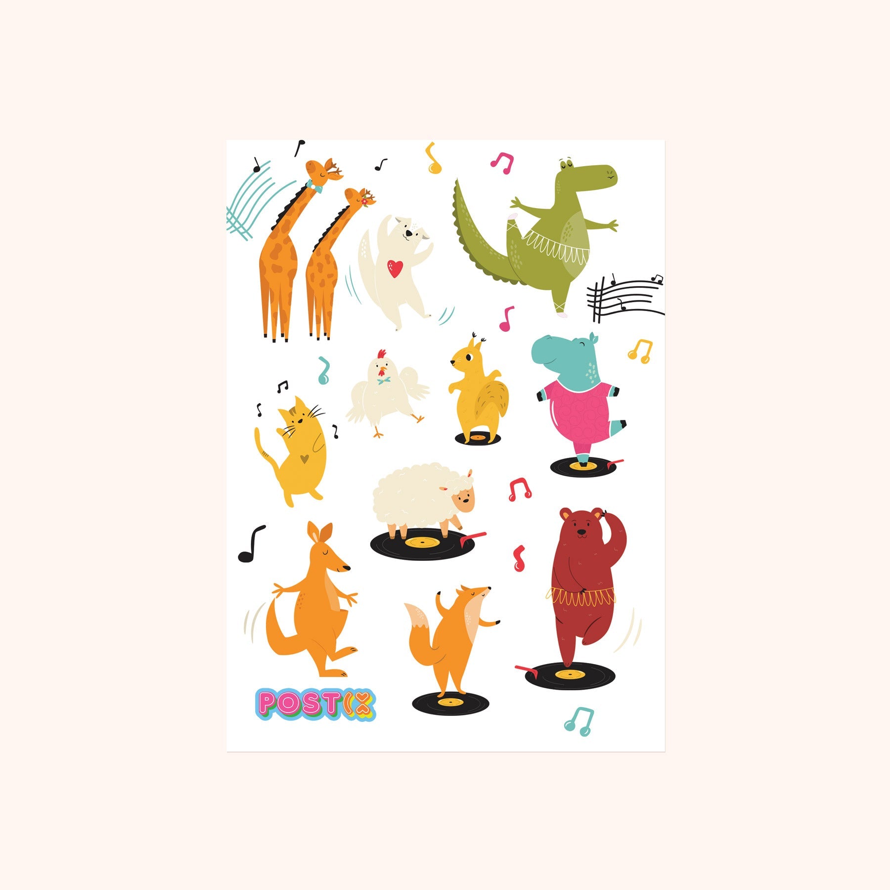  Animals Dance Party Sticker Sheet、mySite、ghnorth