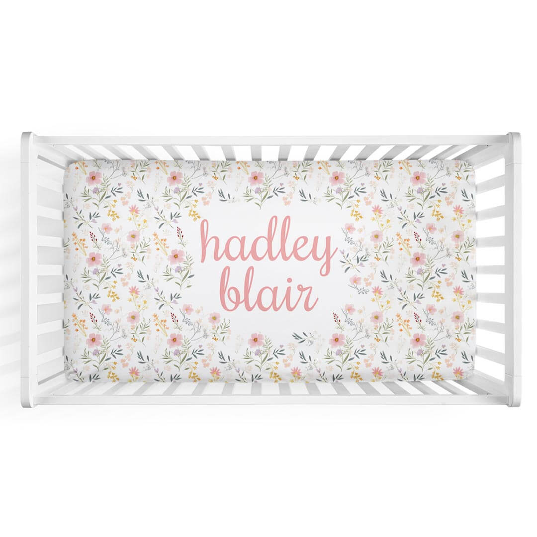  Winnie's Wildflowers Personalized Crib Sheet、mySite、layawaytickets