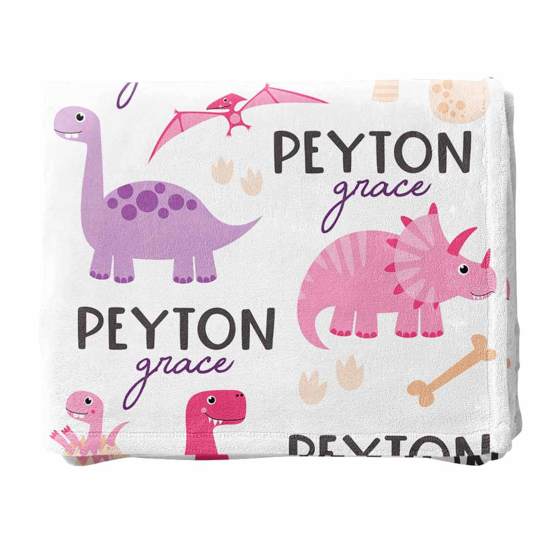  Happy Dinos Personalized Toddler Blanket | Pink、mySite、layawaytickets