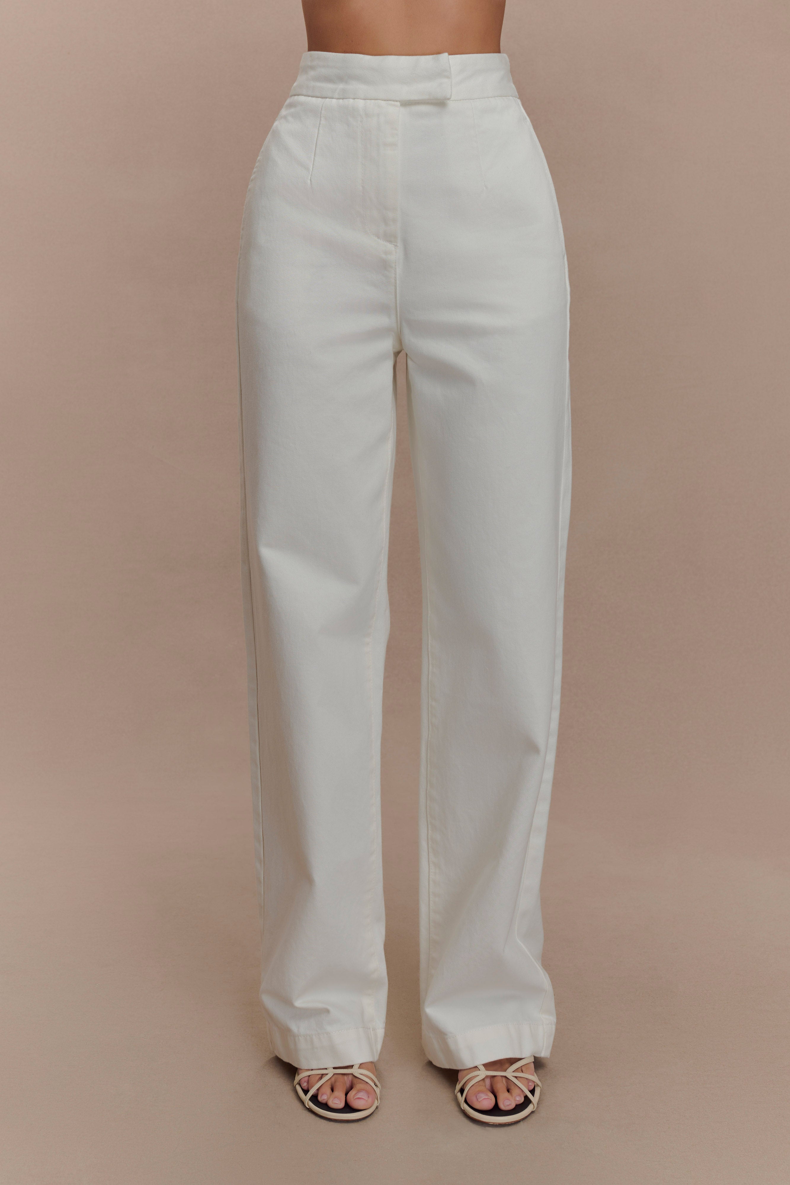 Rayne Wide Leg Denim Jeans - White、mySite、solidvoid