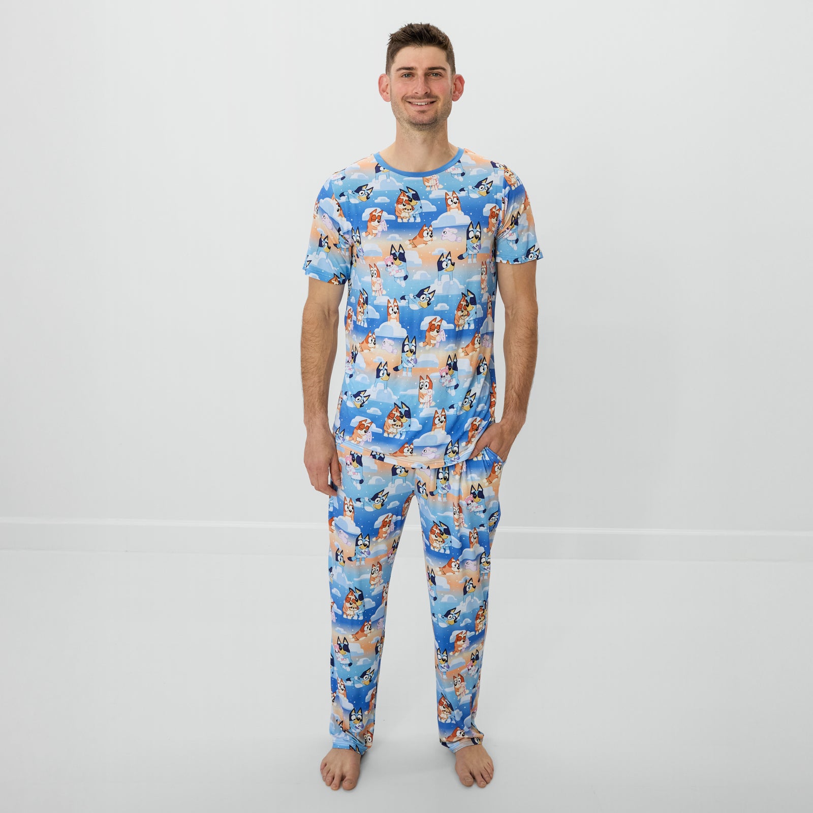 Bluey Blue Sleepytime Men's Pajama Pants、mySite、g9winljtr