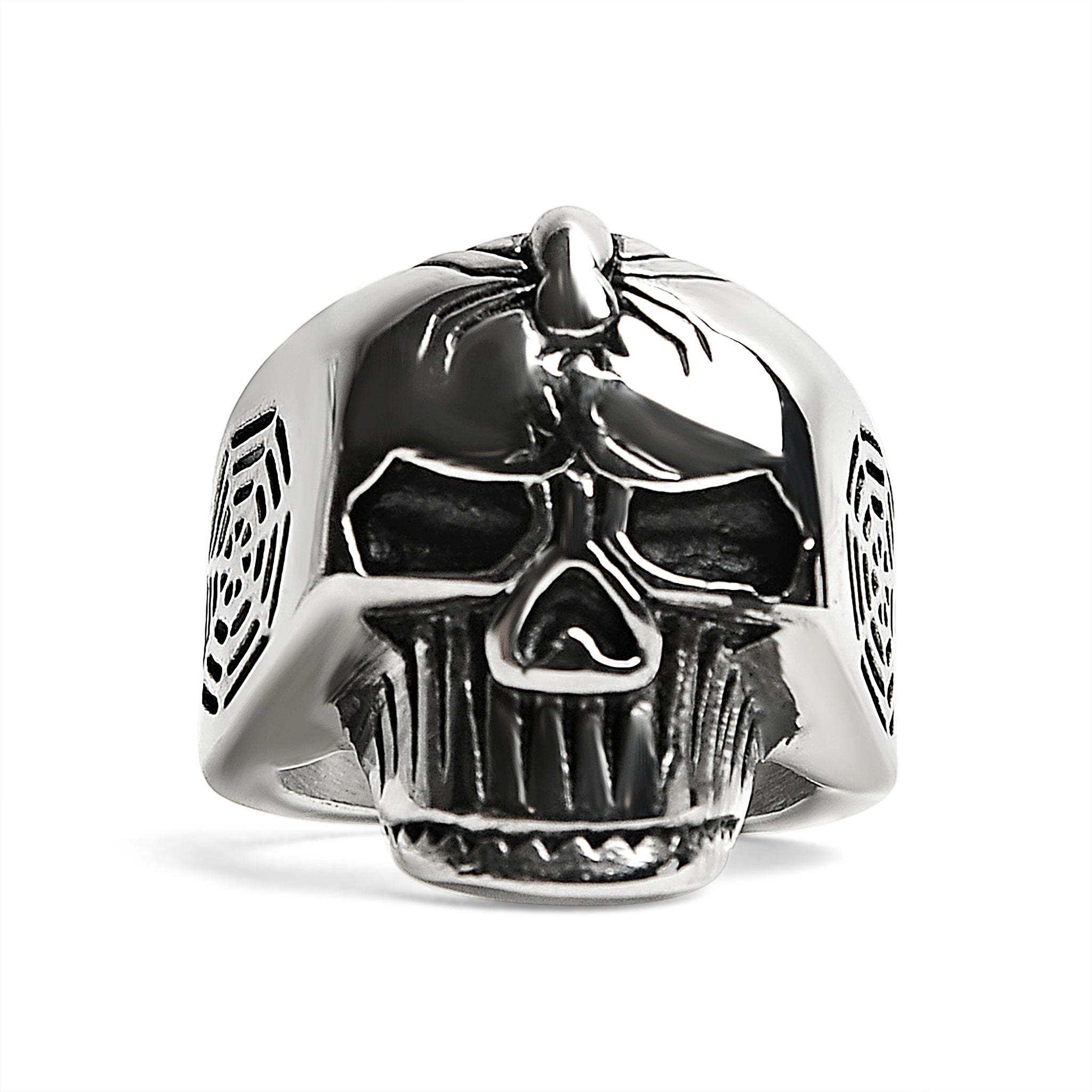 Stainless Steel Skull With Spider And Web Accents Ring / SCR4025、mySite、dreamappss