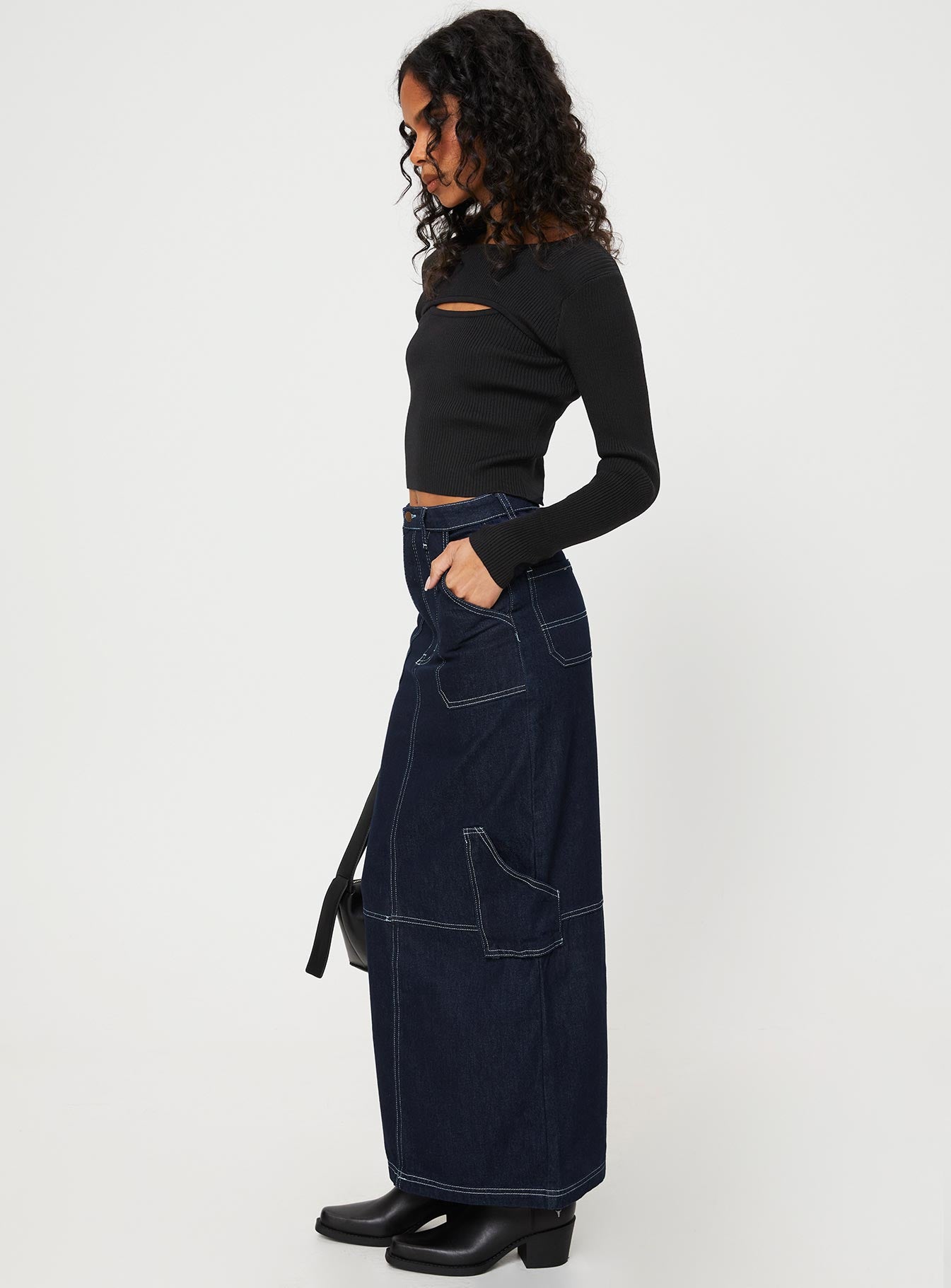 Vine Maxi Skirt Blue、mySite、solidvoid