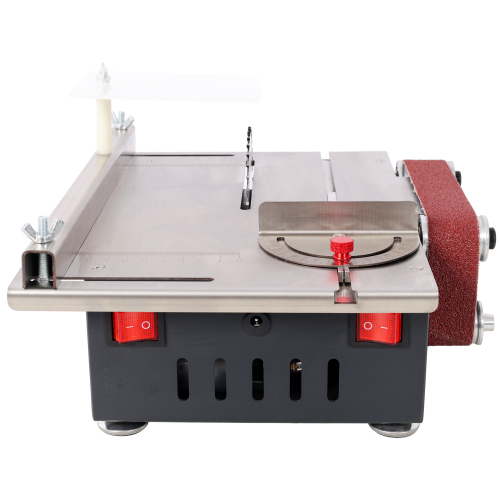 Mini Table Saw,Belt Sander, stainless steel top,4pcs Blades,10pcs Sanding Blet,7 Gear Adjustable 0-90° Angle, Available for Wood/PCB/Acrylic/Plastic,DIY Model Crafts Cutting Tool、、eastwooduniform