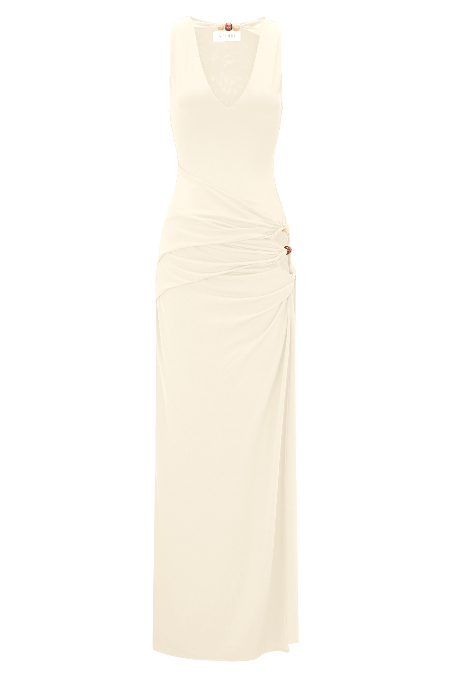 Kaiden Slinky Beaded Maxi Dress - Ivory、mySite、solidvoid